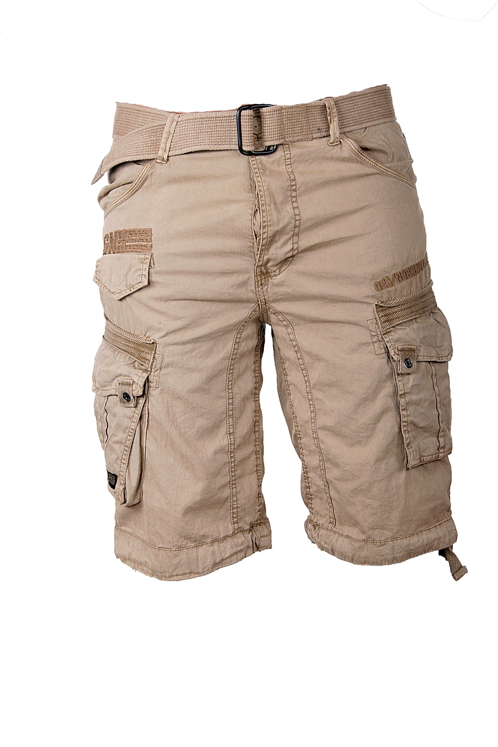 Geographical Norway Shorts Herren Cargo Shorts kurze Hose Short Bermuda Knielang Gürtel Sommer