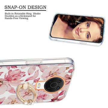 Wigento Handyhülle Für Nokia G20 / G10 Silikon Case TPU mit Ring Flower Motiv 5 Schutz Hülle Cover