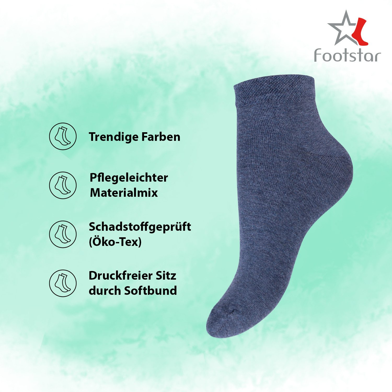 Footstar Kurzsocken EVERYDAY! 10 Paar Kinder Quarter Socken Kurzsocken