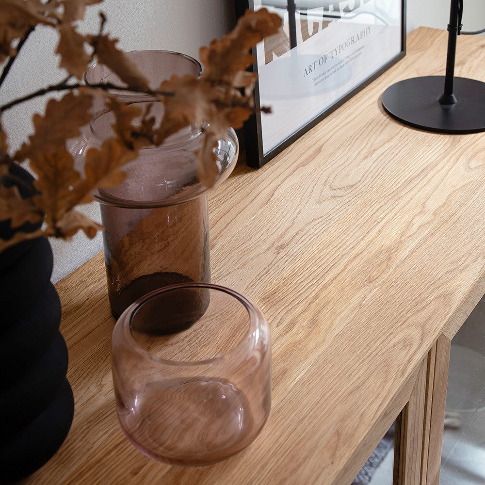 Lomadox Vitrine CUNEO-137 Eiche massiv Massivholz geölt Vitrinentüren 89,8x139,5x41,5 cm