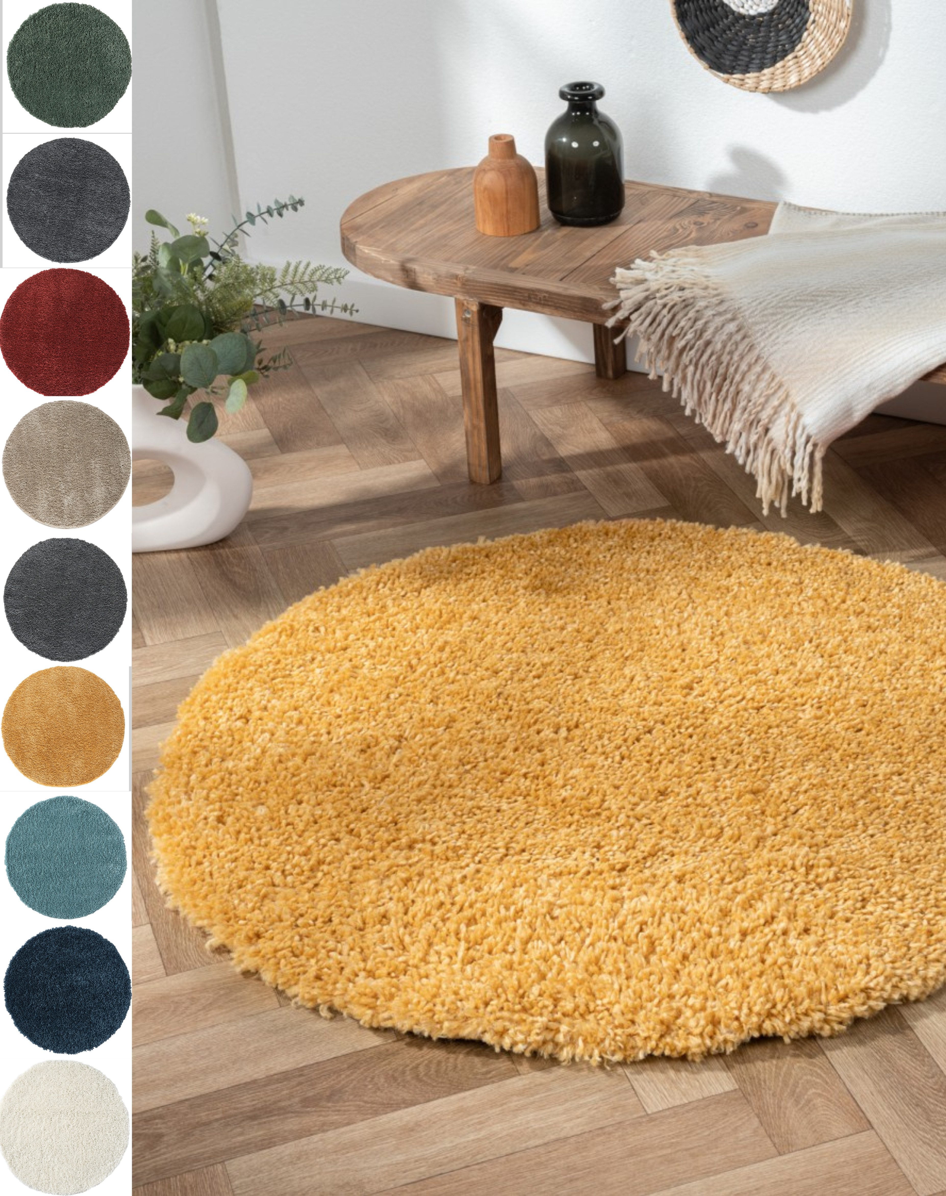 Myflair Möbel & Accessoires Hochflor-Teppich My Shaggy, rund, Höhe: 37 mm, Shaggy, Uni Farben, leicht glänzend, Microfaser, extra flauschig