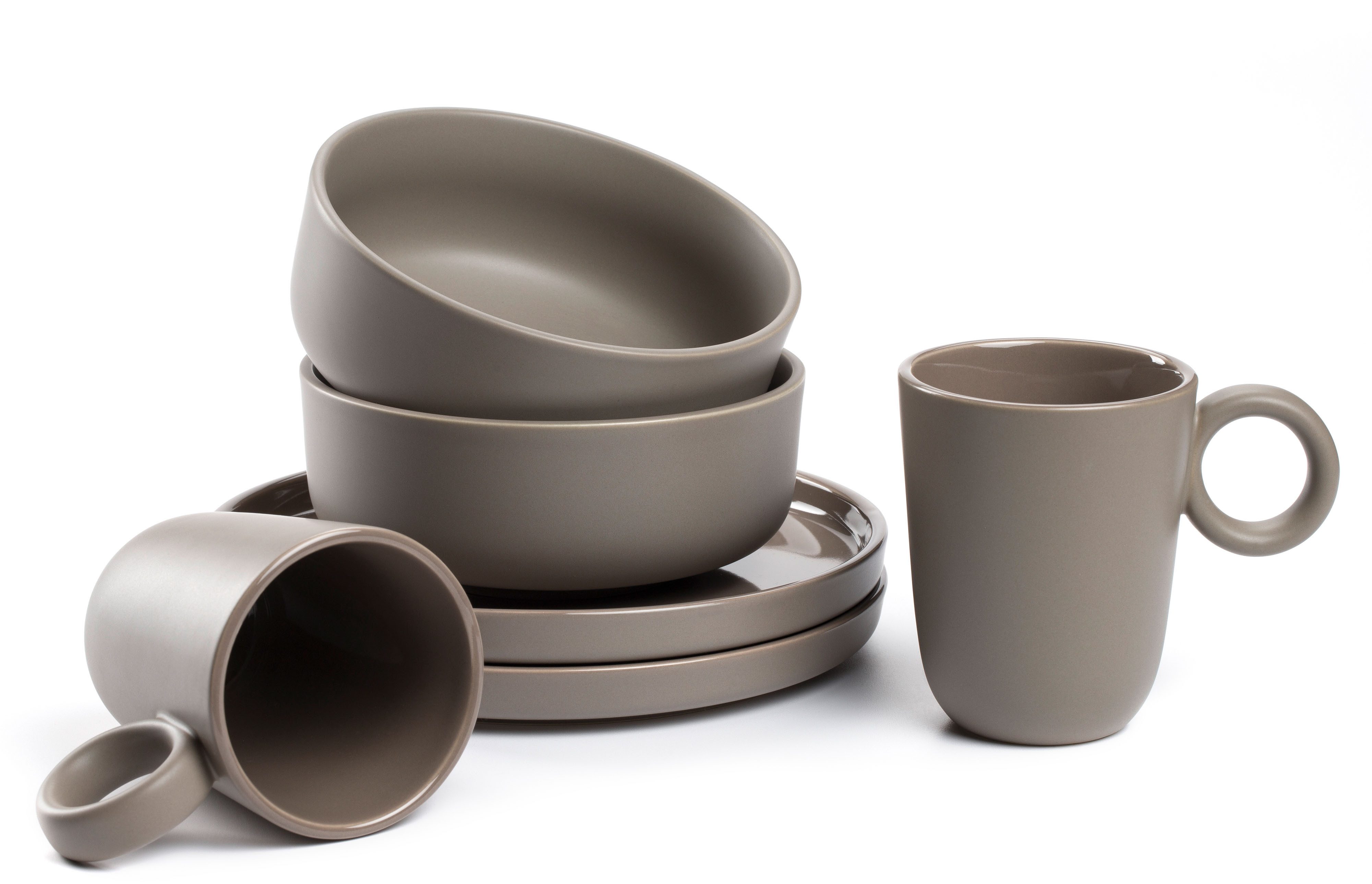 LEONARDO Geschirr-Set ROMA, Geschirrset, 6-teilig (6-tlg), 2 Personen, Keramik, Frühstücks Set, Service, spülmaschinengeeignet