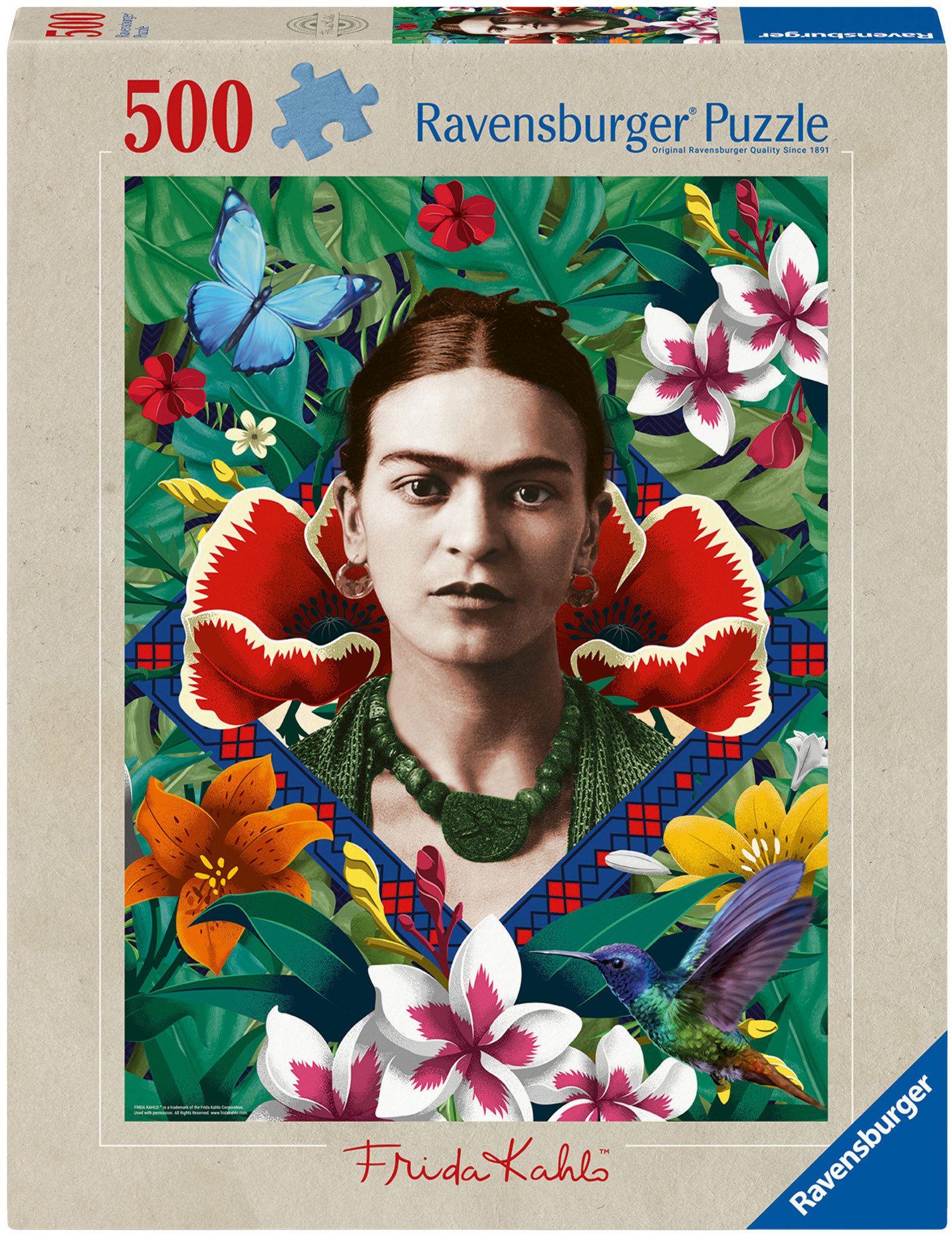 Ravensburger Puzzle Frida Kahlo, blühende Fantasie, 500 Puzzleteile, Made in Germany