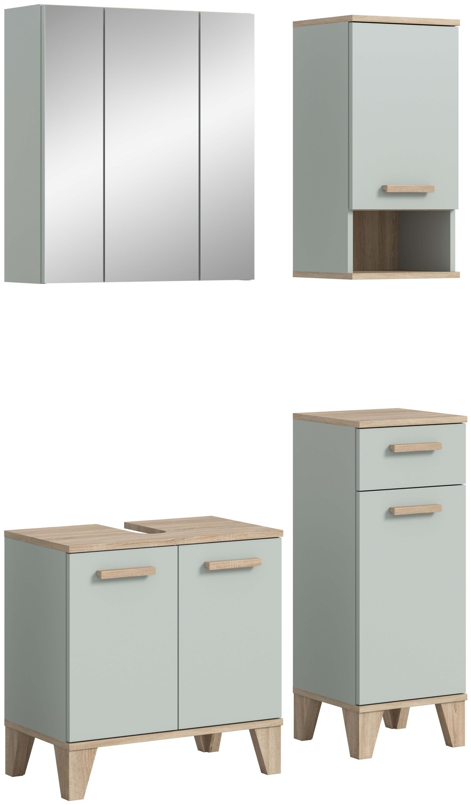 xonox.home Badmöbel-Set, (4-tlg), in hellgrün B/H/T ca.: 109 x 190 x 34 cm