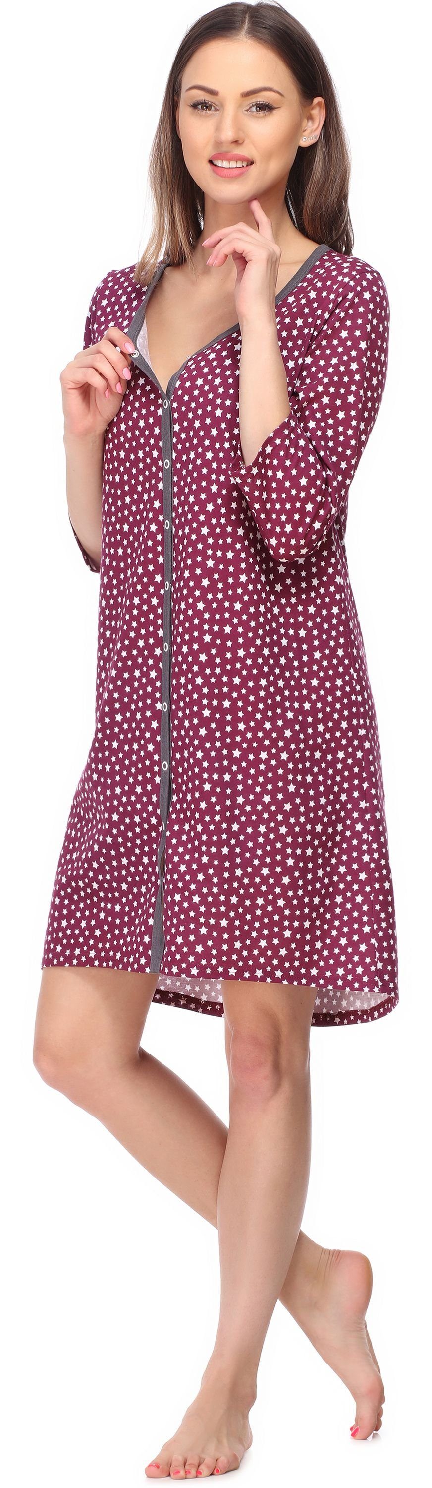 Be Mammy Umstandsnachthemd Damen Umstands Nachthemd 3/4 Arm mit Stillfunktion BE20-276 (1-tlg)