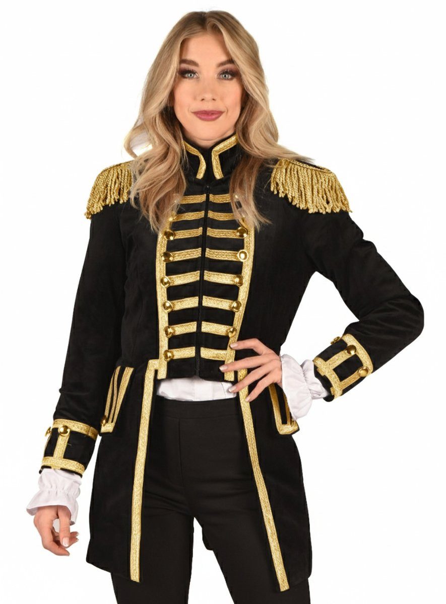 thetru Kostüm Gardejacke für Damen schwarz-gold, Hochwertige Uniformjacke für den Sitzungskarneval oder als Zirkusdire