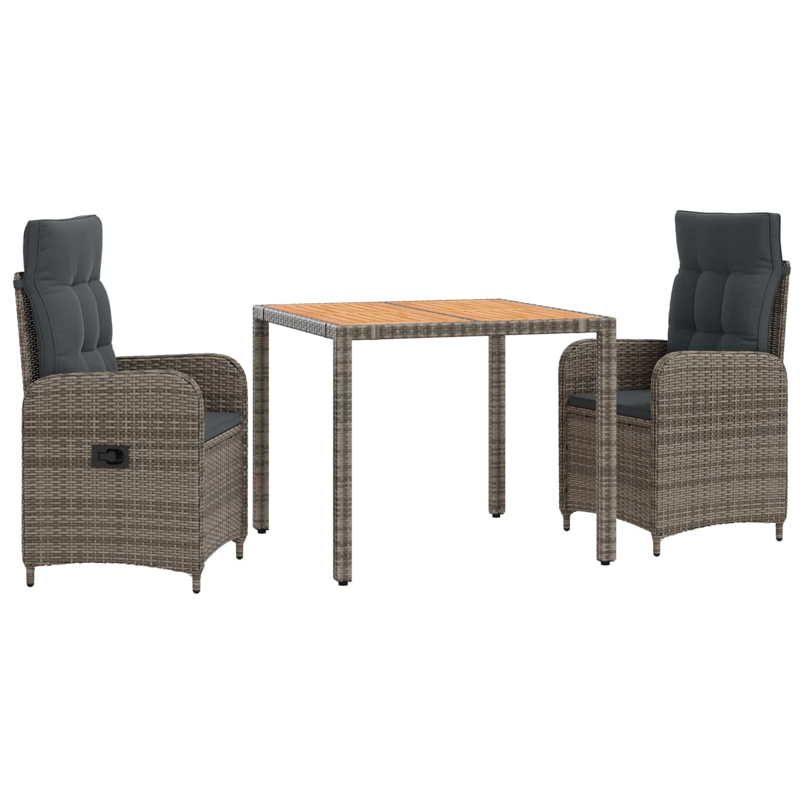 Gartenlounge-Set Outdoortisch-Set 3 stk. Hellgrau und Dunkelgrau