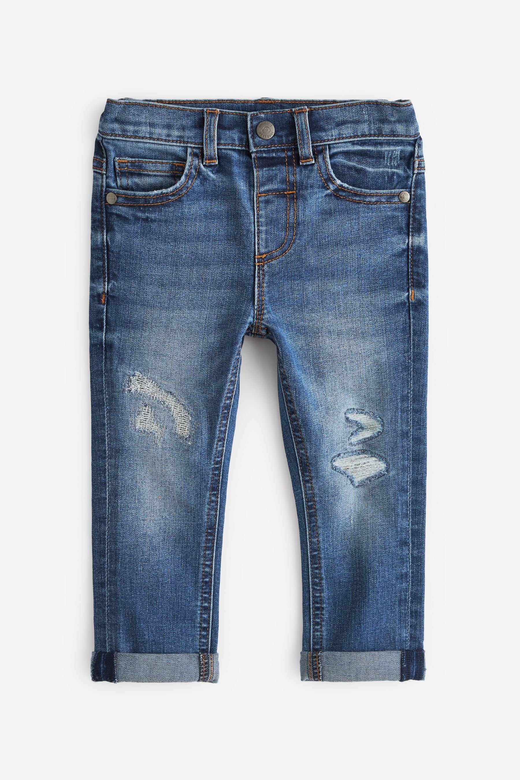Next Destroyed-Jeans Jeans in Used-Optik (1-tlg) Mid Blue Denim