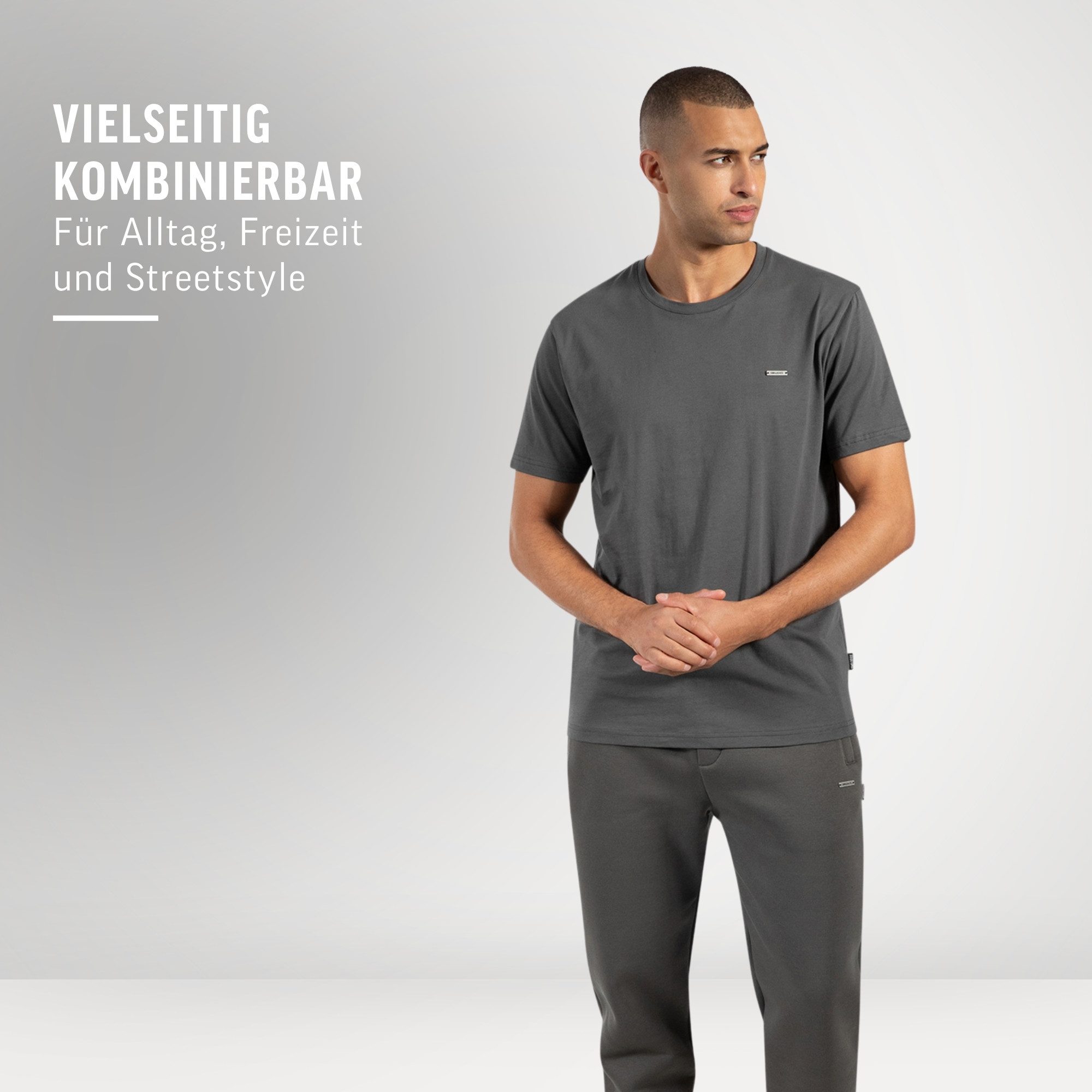 Smilodox T-Shirt Ilyas, Komfortables Herren-Shirt, Weiche hochwertige Baumwolle Schlichtes Oberteil Metalllabel Vielseitig kombinierbar Freizeit