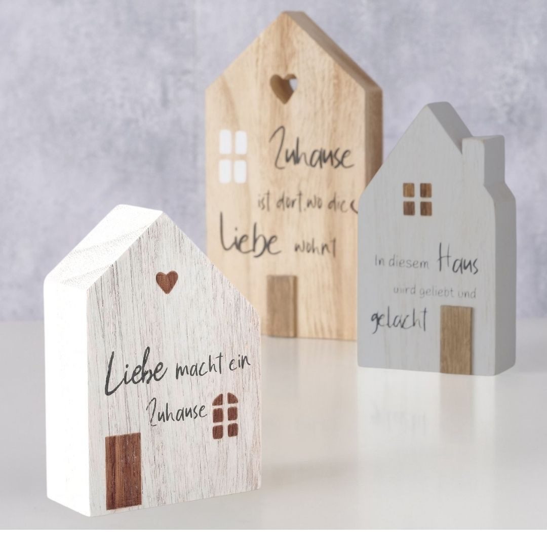 Topanbieter999 Dekoobjekt Holz Deko Häuser mit Sprüchen Set (3 St., 3er Set)