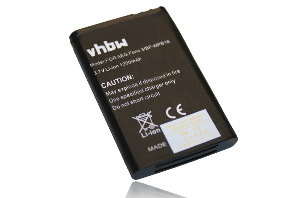 vhbw kompatibel mit AEG Fono mAh Smartphone-Akku Li-Ion (3,7 V) 3 1200