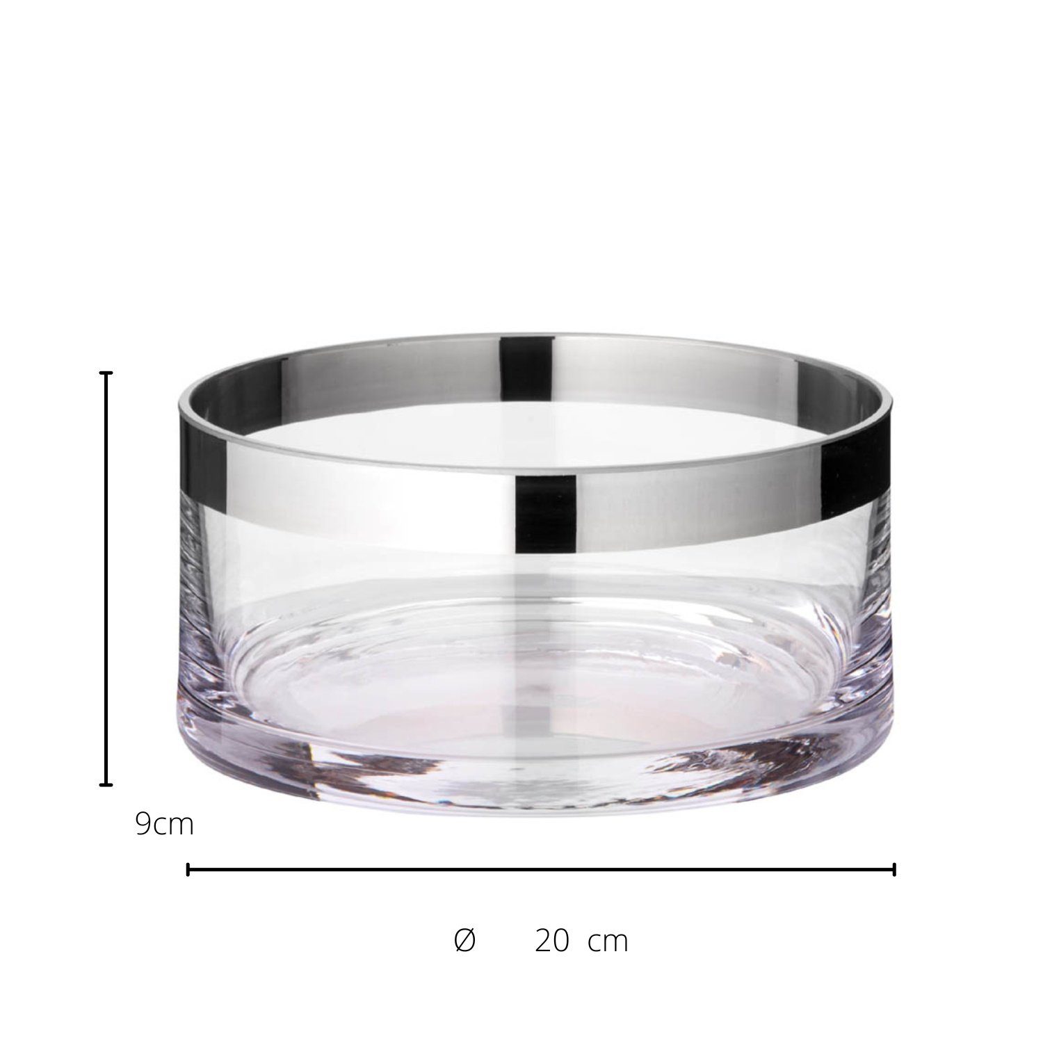Grit, 20 Schale Deko, cm, Höhe Schüssel 8 Kristallglas, Kerzen EDZARD Servierschale für Platinrand, cm Ø und Snacks, mit