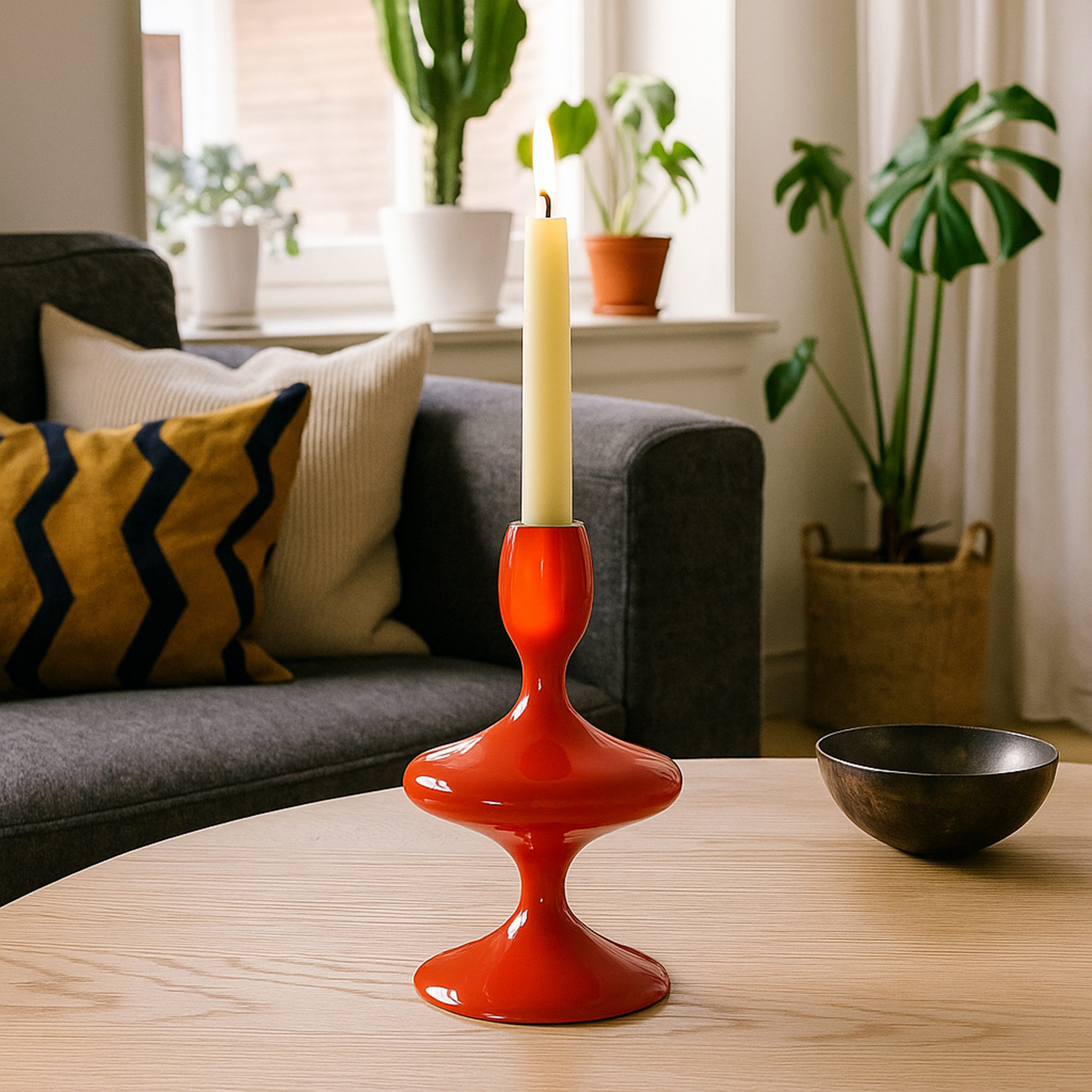 furnling Kerzenhalter Laurena (1 St), Kerzenständer mit außergewöhnlicher Form, Höhe 19,5 cm, rot