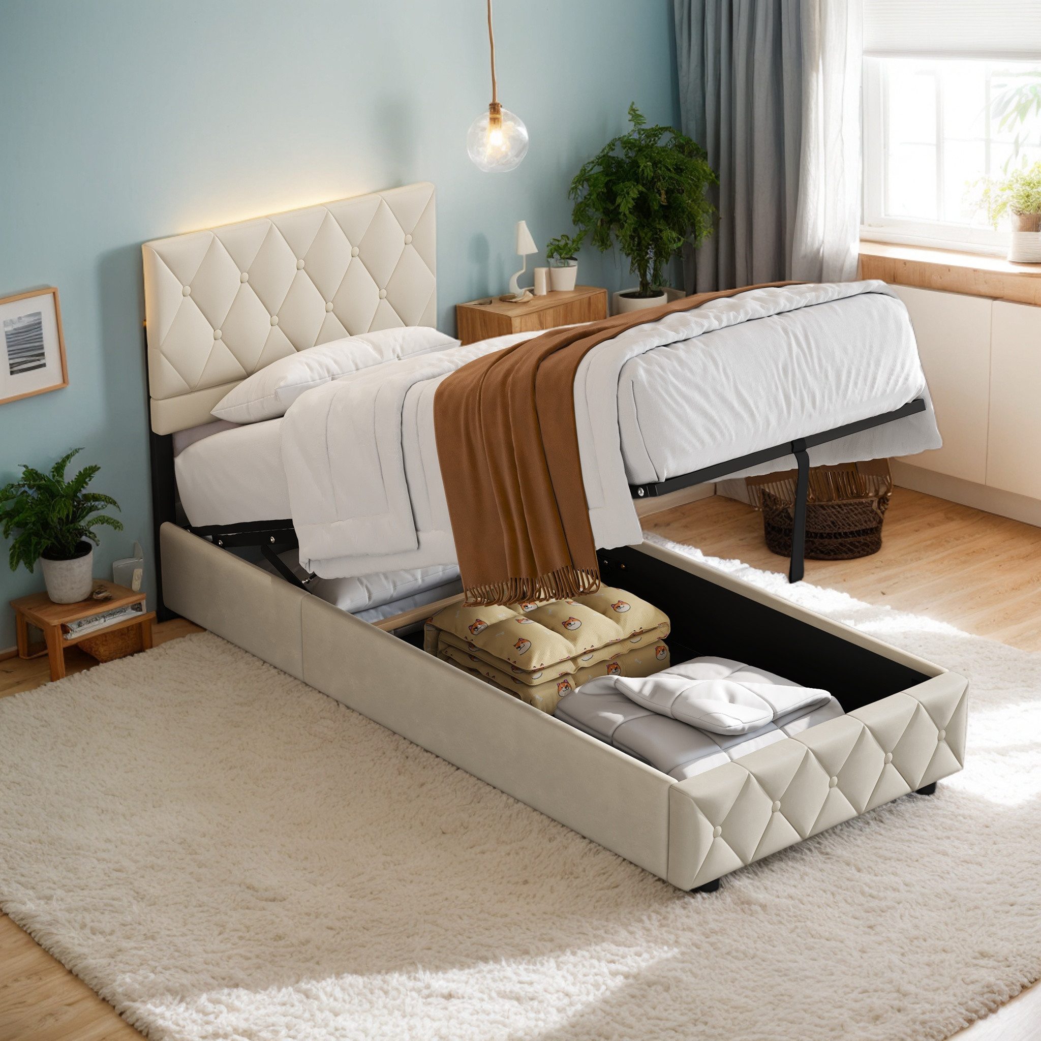 MODFU Polsterbett Funktionsbett Stauraumbett (Strapazierfähig und günstig online kaufen