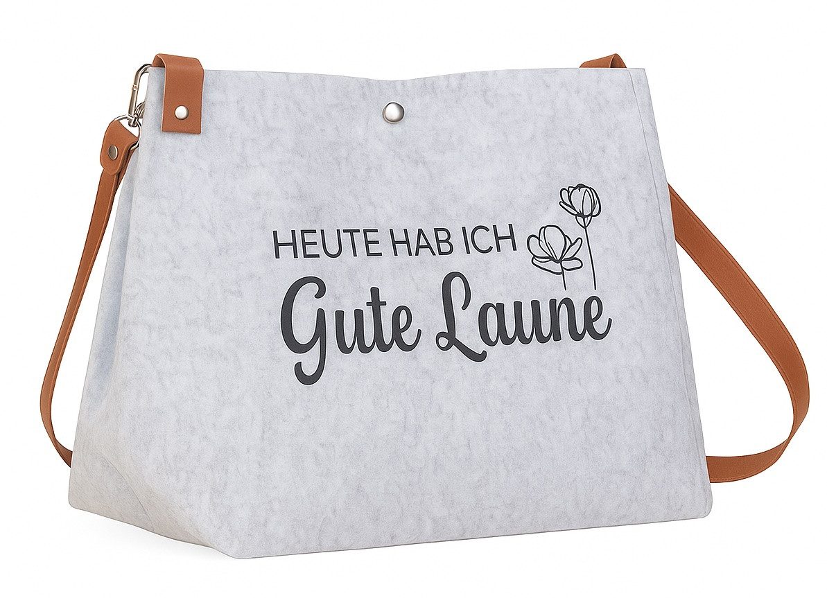 MF Umhängetasche Gute Laune Filztasche mit Kunstlederriemen in Grau (1-tlg) günstig online kaufen