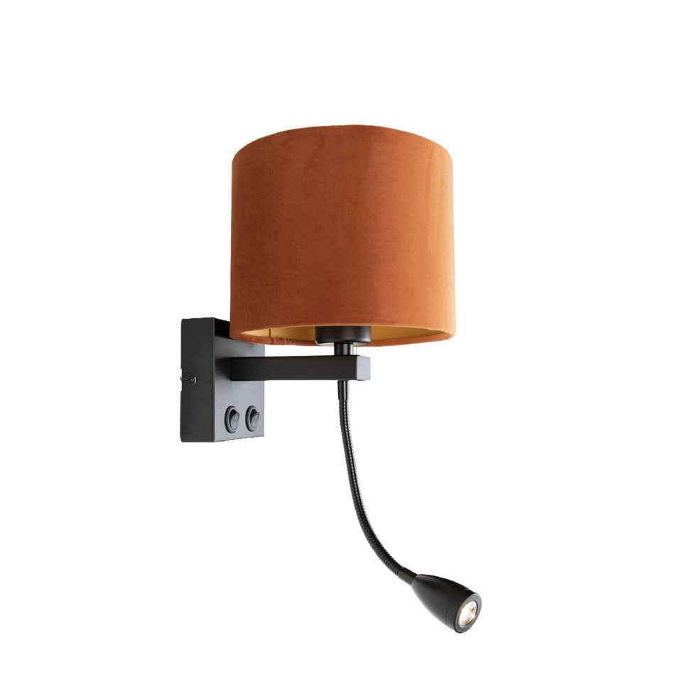 Qazqa LED Leselampe Brescia combi, ohne Leuchtmittel, Kaltweiß, QAZQA Lese­leuchte, e27, Schwarz, Stahl, Modern