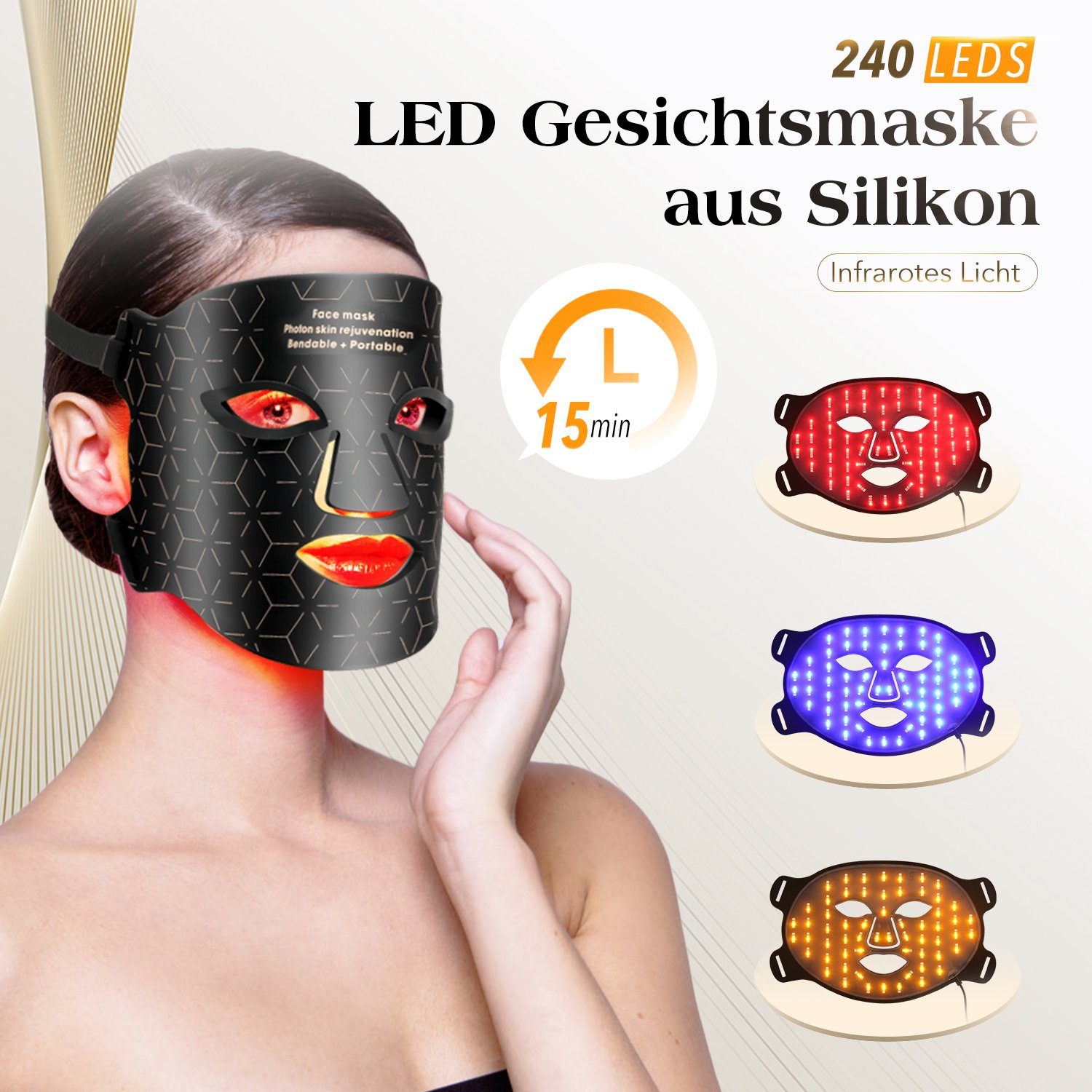 oyajia Kosmetikbehandlungsgerät LED Gesichtsmasken Lichttherapie,Photonen-Hautverjüngung Anti Gesicht 4 Falten maske, Anti-Aging Farben Akne Hautverjüngung Anti für