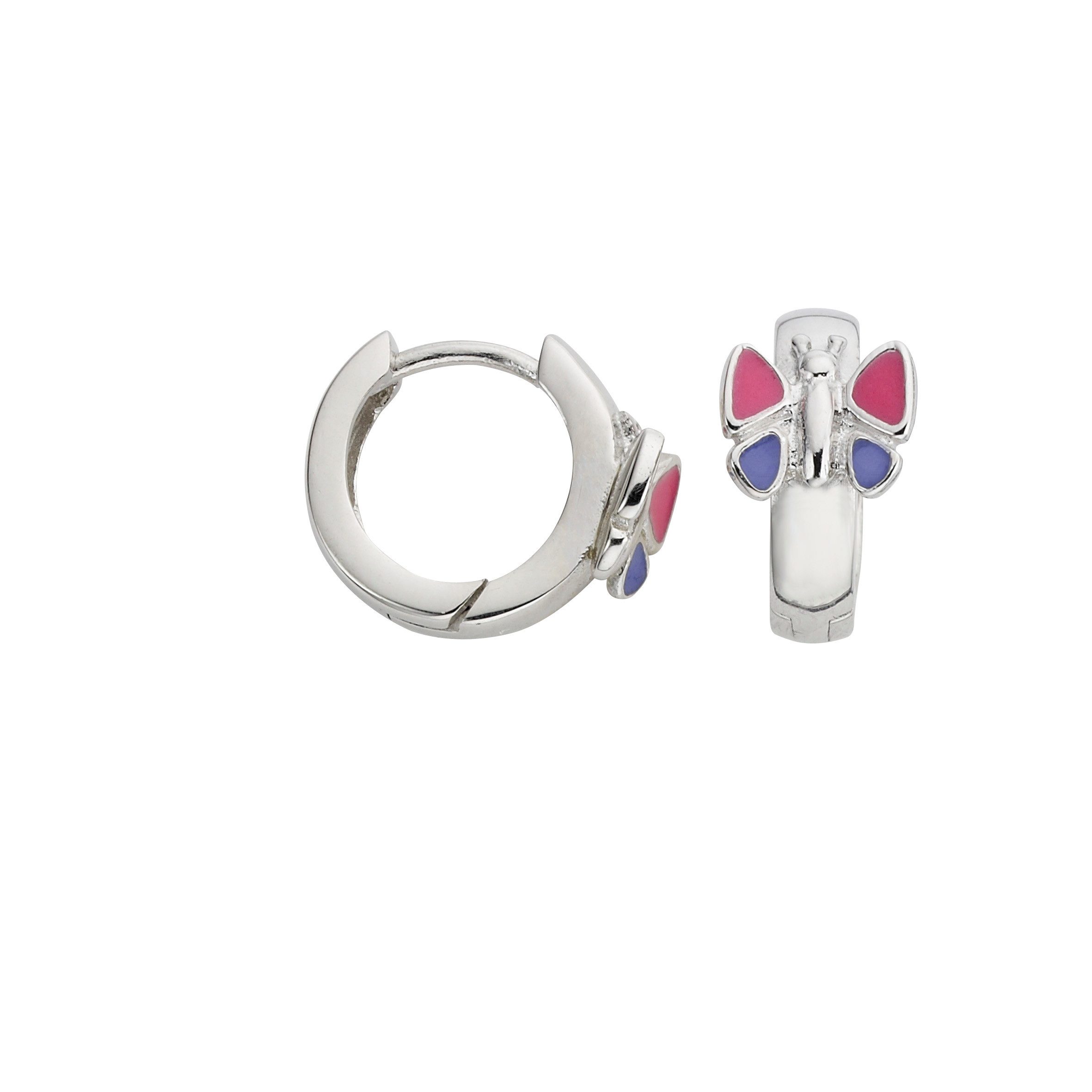 Firetti Paar Creolen Schmuck Geschenk Silber 925 Ohrschmuck Ohrringe Schmetterling, Emaille