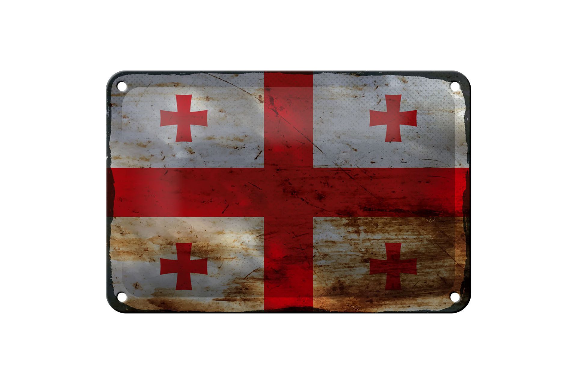 Femer GmbH Metallschild Flagge Georgien 18x12cm Flag of Georgia Rost, (1 St), gewölbte Oberfläche, abgerundete Ecken, umgeschlagene Kanten