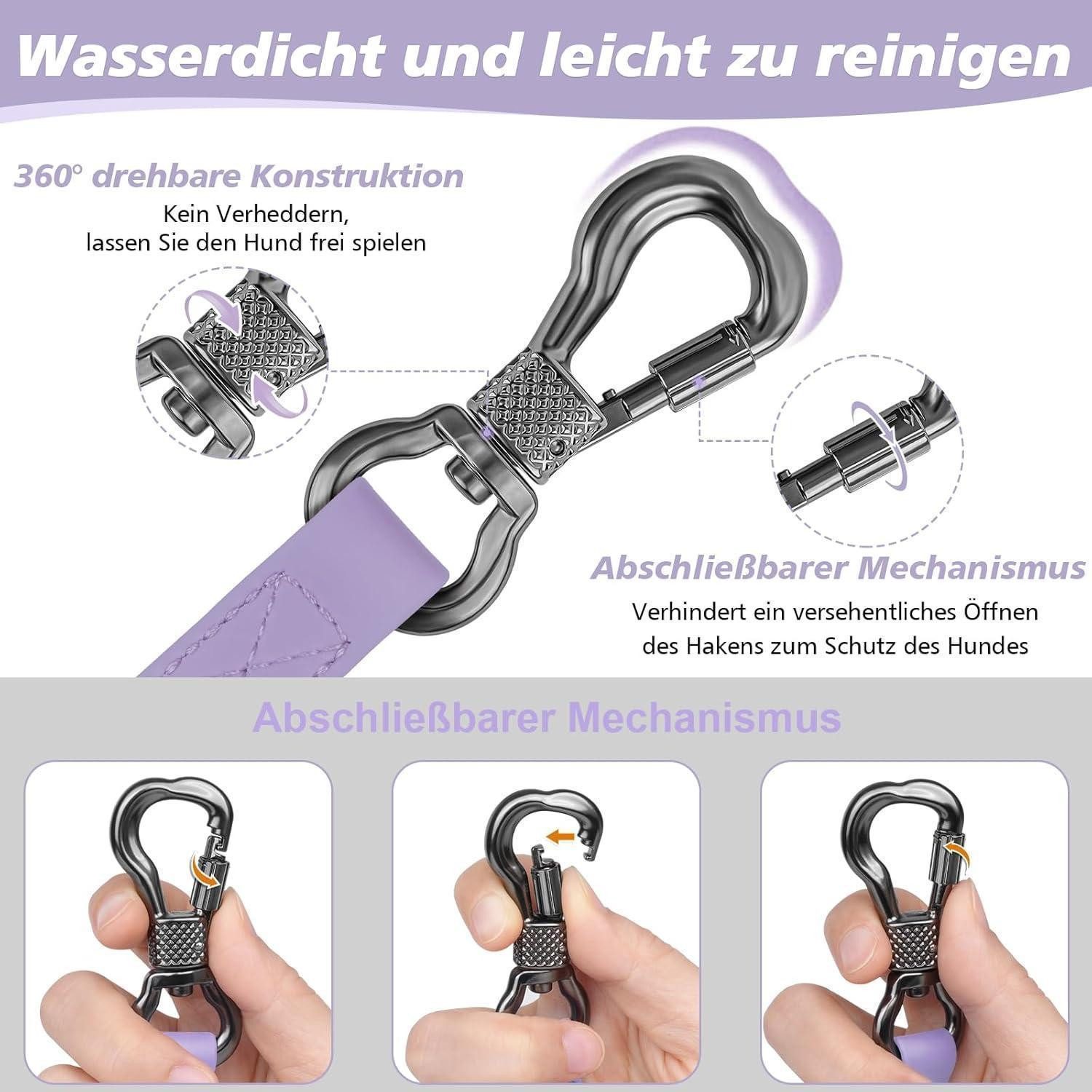 LuxusKollektion Schleppleine Schleppleine Hunde Wasserfest Gummiert Karabiner 30M 10M Helllila