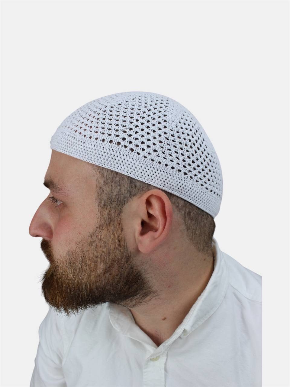Aymasal Strickmütze Handgestrickte elastische Gebetsmütze Herren Islamische Produkte Takke Ideale Passform für jede Kopfgröße durch Elastizität