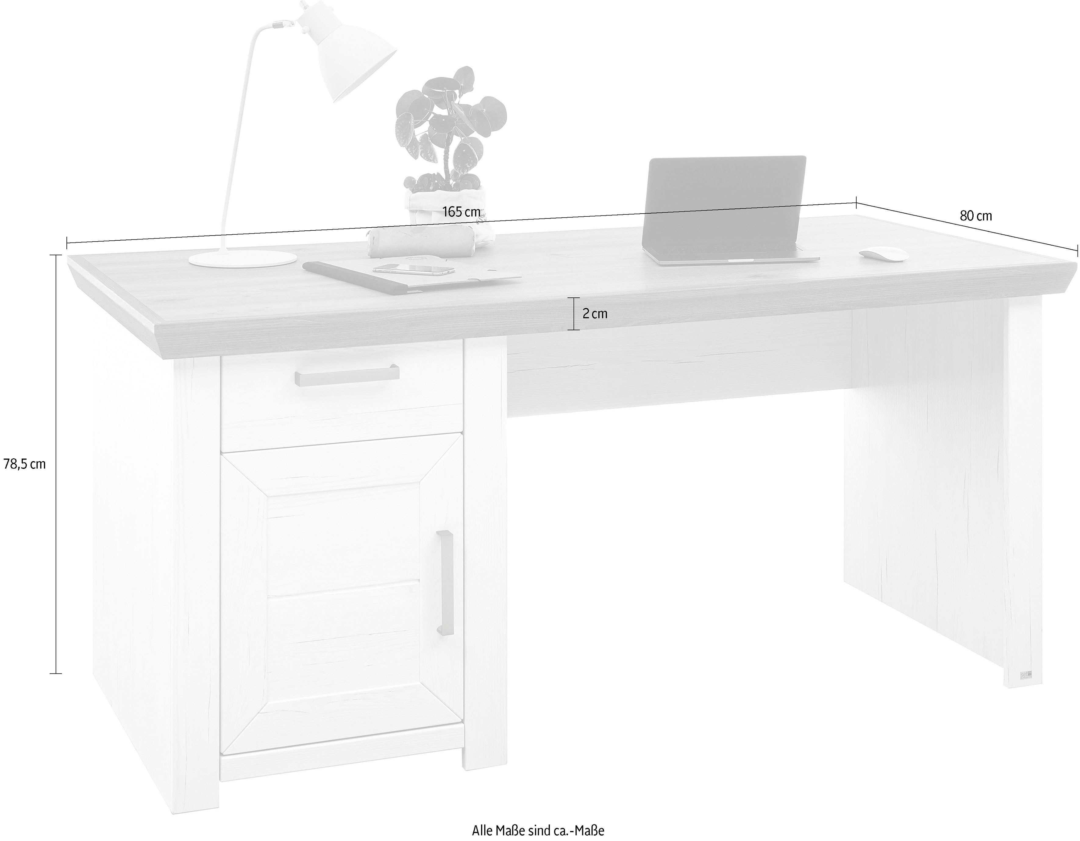 set one by Musterring Schreibtisch York, Mit Schubkasten und Tür, 3 Farben, Breite 165 cm