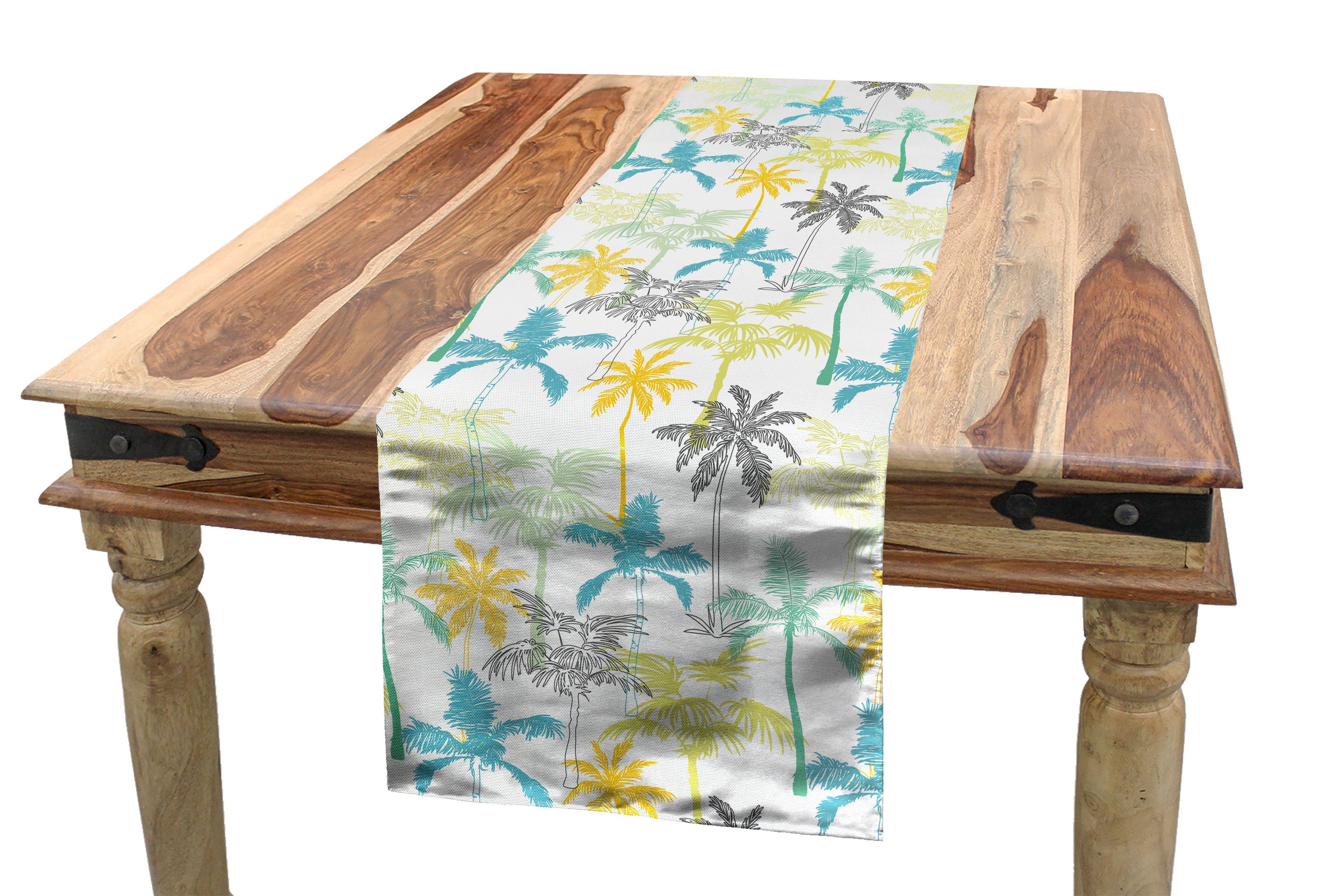 Tischläufer, Dekorativer Esszimmer Island Tropic Küche Tischläufer hawaiisch Trees Abakuhaus Palm Rechteckiger