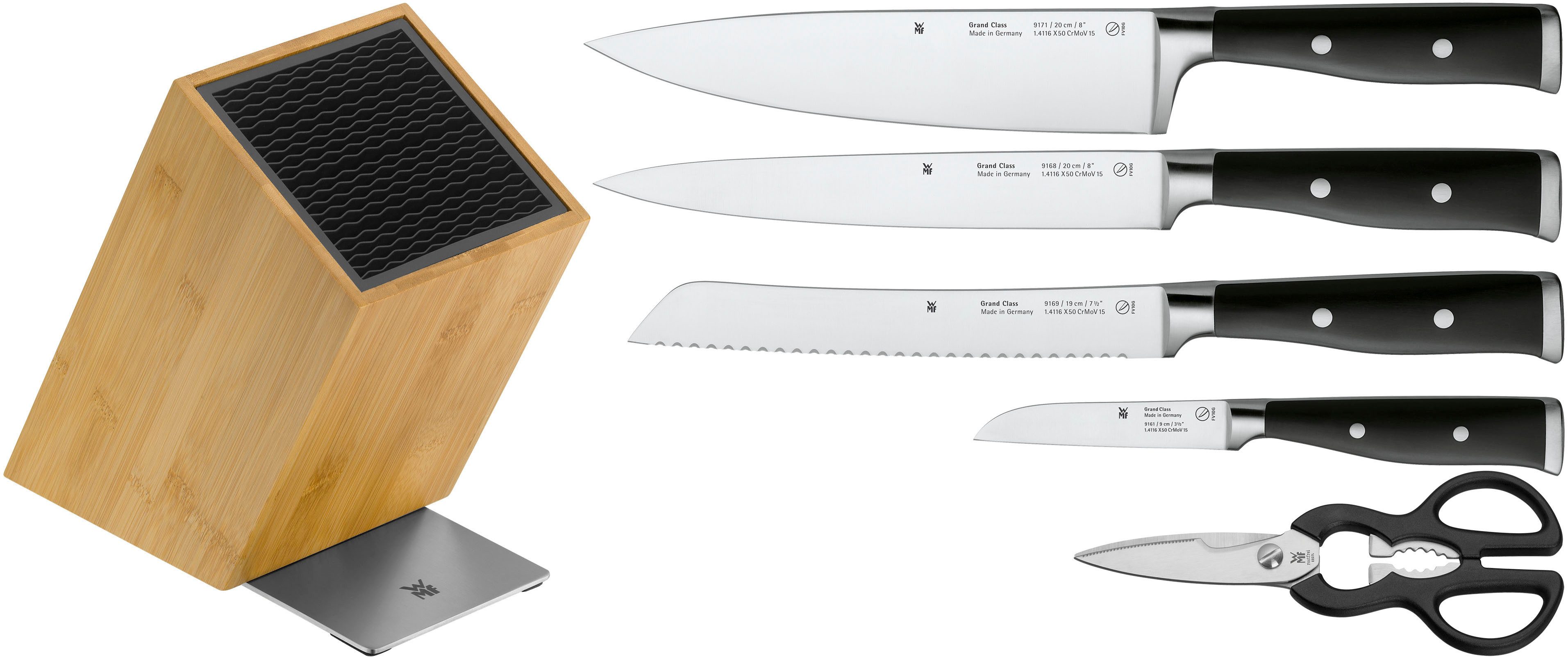 WMF Messerblock Grand Class (6tlg), FlexTec Messerblock, handgeschmiedeter Spezialklingenstahl