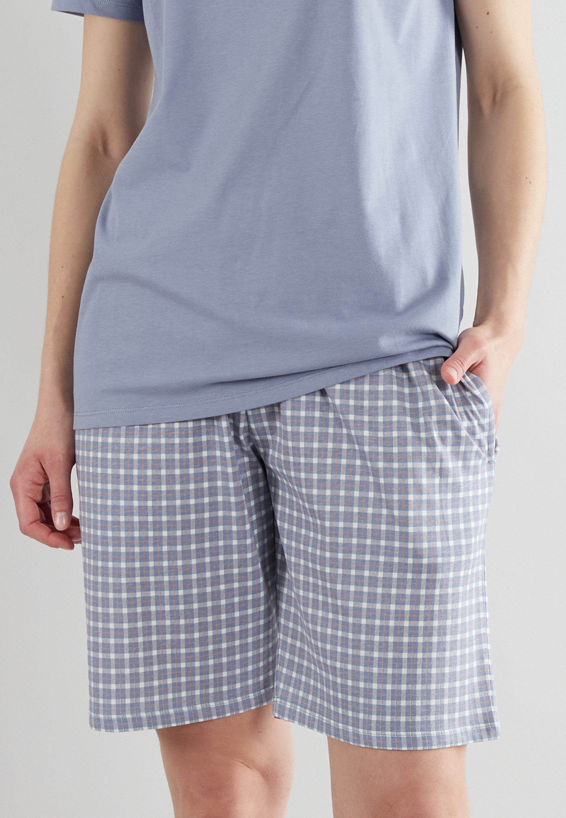 GÖTZBURG Shorty GÖTZBURG Damen Shorty blau kariert (1 tlg)