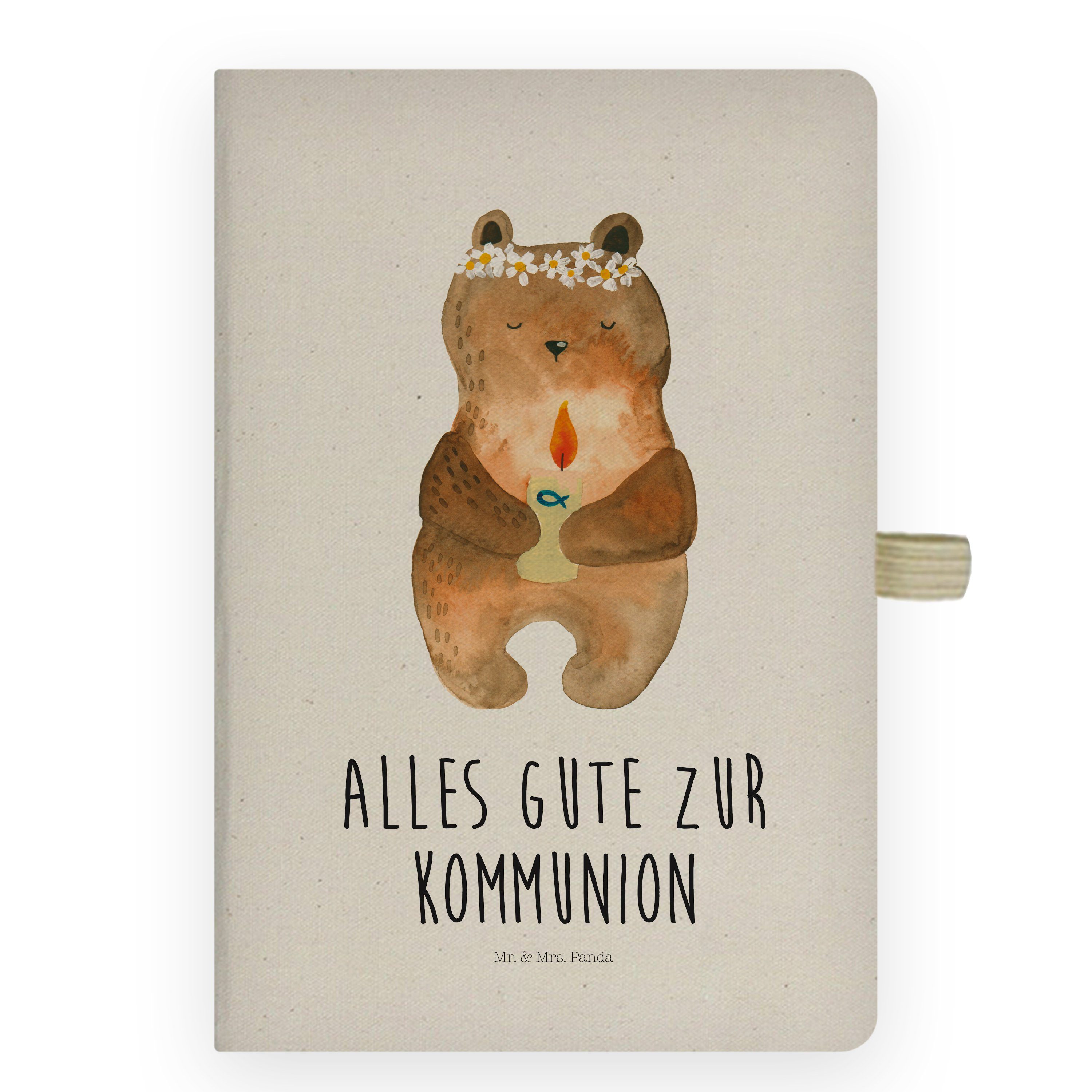 Mr. & Mrs. Panda Notizbuch Kommunion-Bär - Transparent - Geschenk, Notizheft, Teddybär, Notizblo