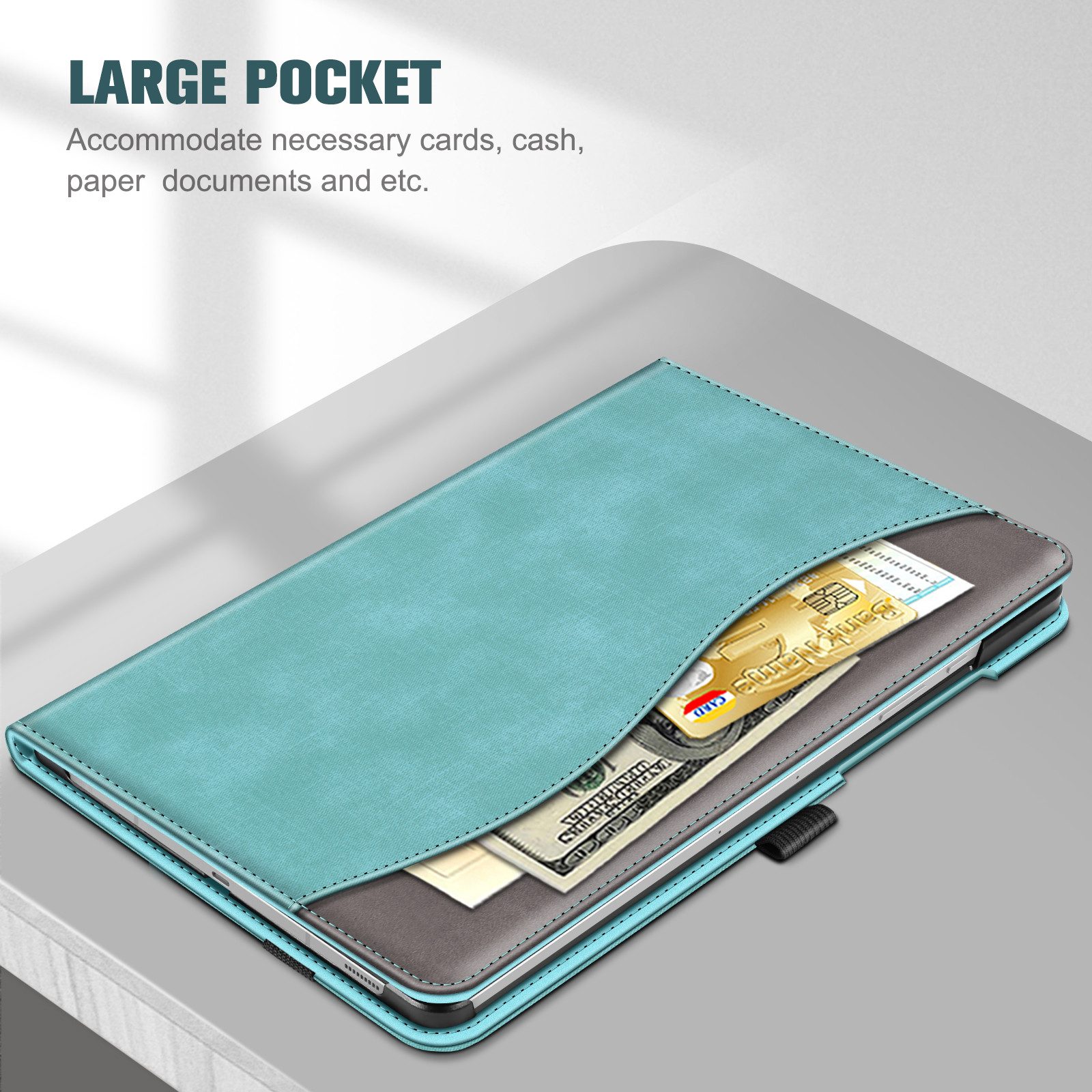 Fintie Tablet-Hülle für Samsung Galaxy Tab S10 Lite/S10 FE/S9 FE 10.9 Zoll & S9 11 Zoll, Multi-Winkel Folio Case mit Dokumentenfach & Auto Schlaf/Wach Funktion – Bild 5 von 5