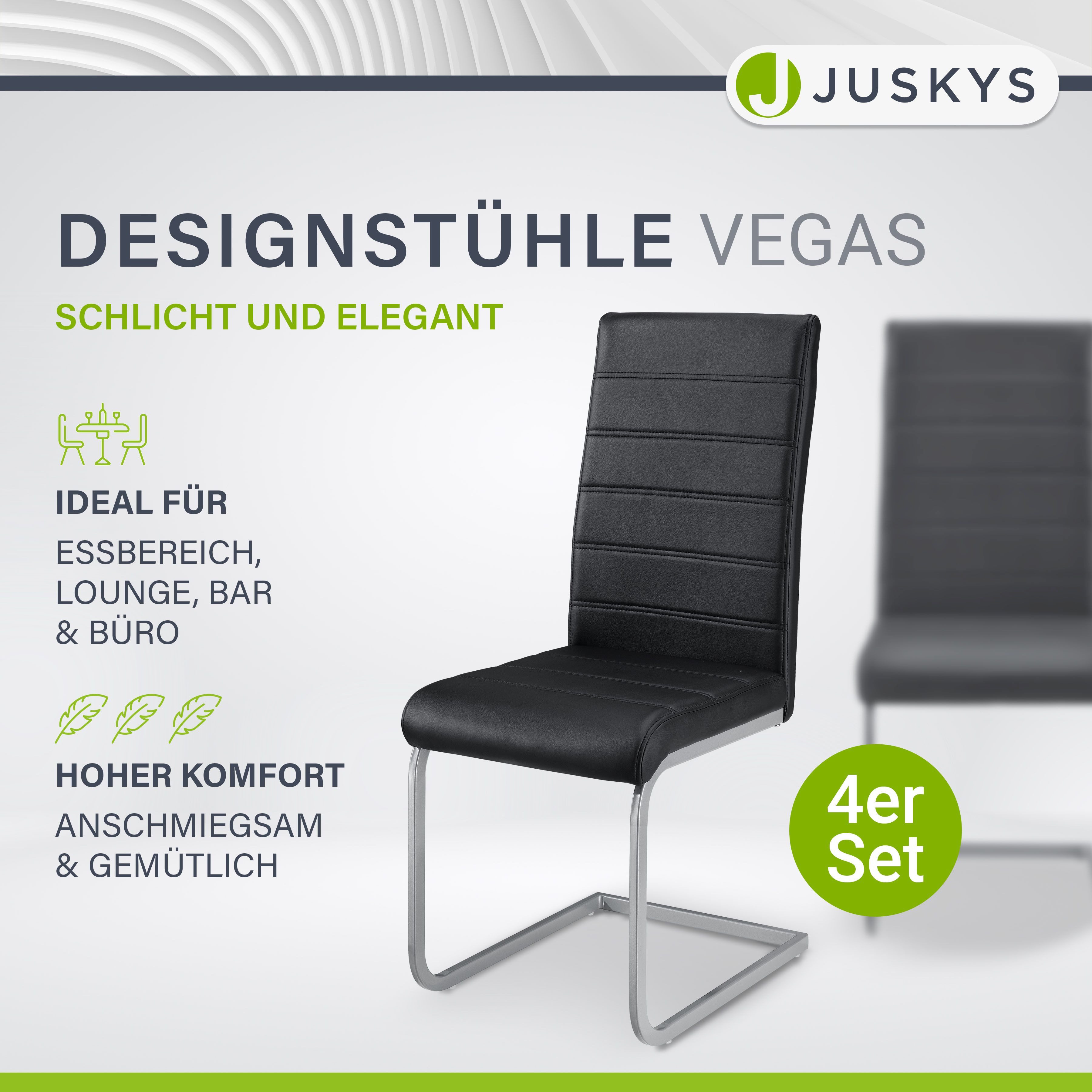 Juskys Freischwinger Vegas, hohe Rückenlehne, pflegeleicht, günstig online kaufen