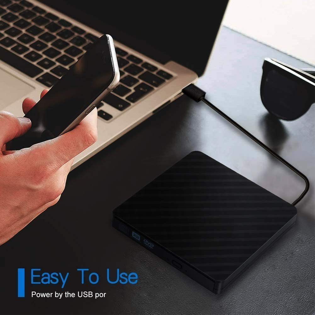 ibettertec CD-Laufwerk, USB 3.0 Slim Externes CD-DVD-ROM-Laufwerk Writer DVD-Brenner (DVD 8x/CD 24x, Externes DVD-Laufwerk,Kompatibel mit Windows)