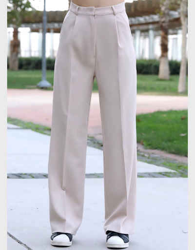 fashionshowcase Palazzohose Damen Weite Marlenehose mit hohem Bund und langen Beinen Extra lange Beine & weites Design