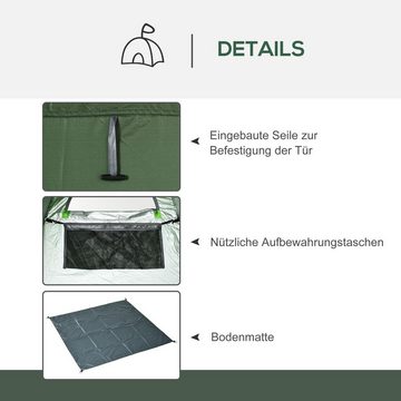 Outsunny Faltzelt mit Tragetasche Mobile Outdoor Toilette, Personen: 4 (Pop up Duschzelt, 1 tlg., Umkleidezelt), Umkleidekabine Lagerzelt Dunkelgrün, 126 x 124 x 189 cm