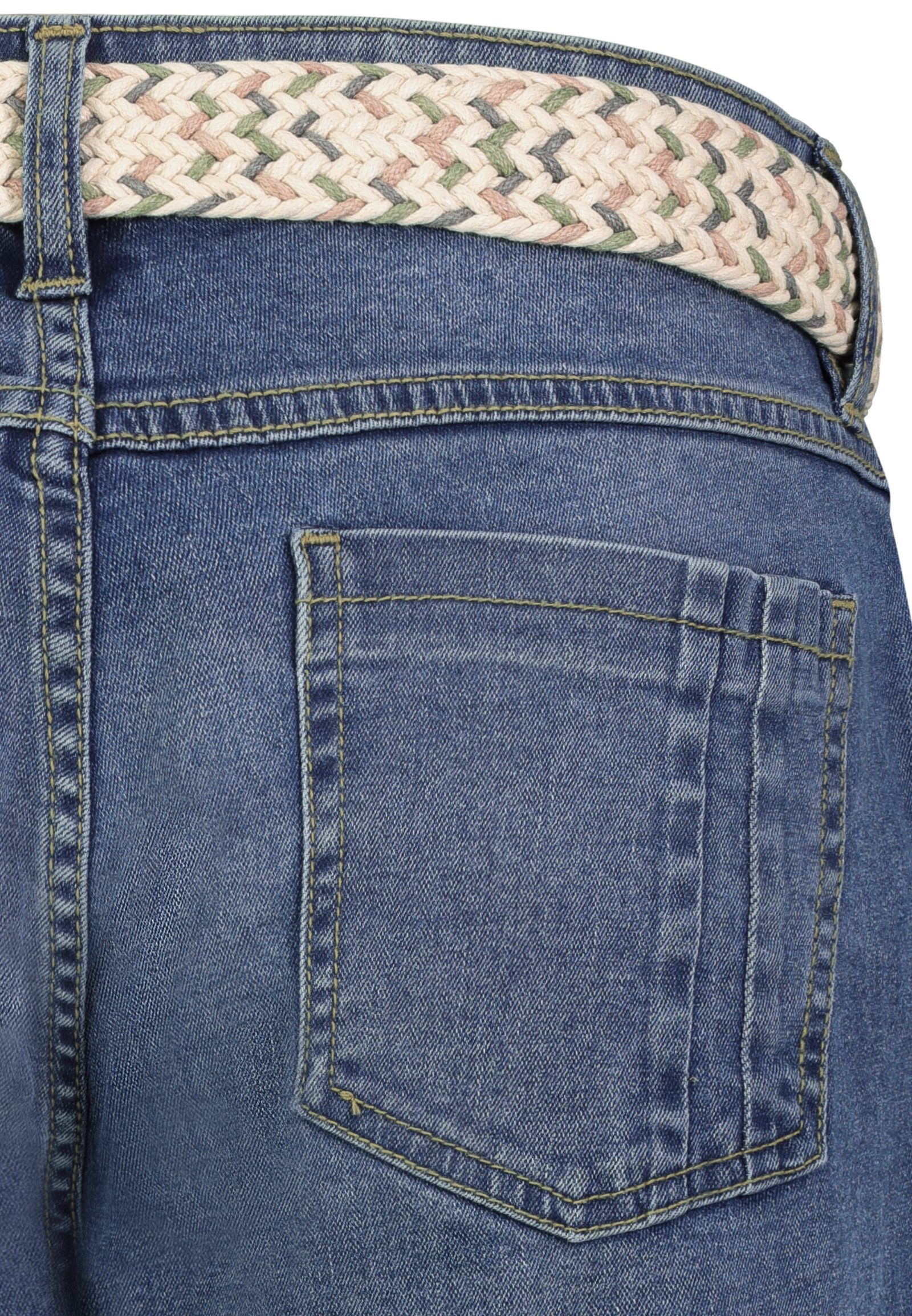 SUBLEVEL Jeansshorts mit Flechtgürtel und umgeschlagenem Saum für Damen Baumwolle Regulär geschnitten Fit unifarben elastisch – Bild 4 von 5