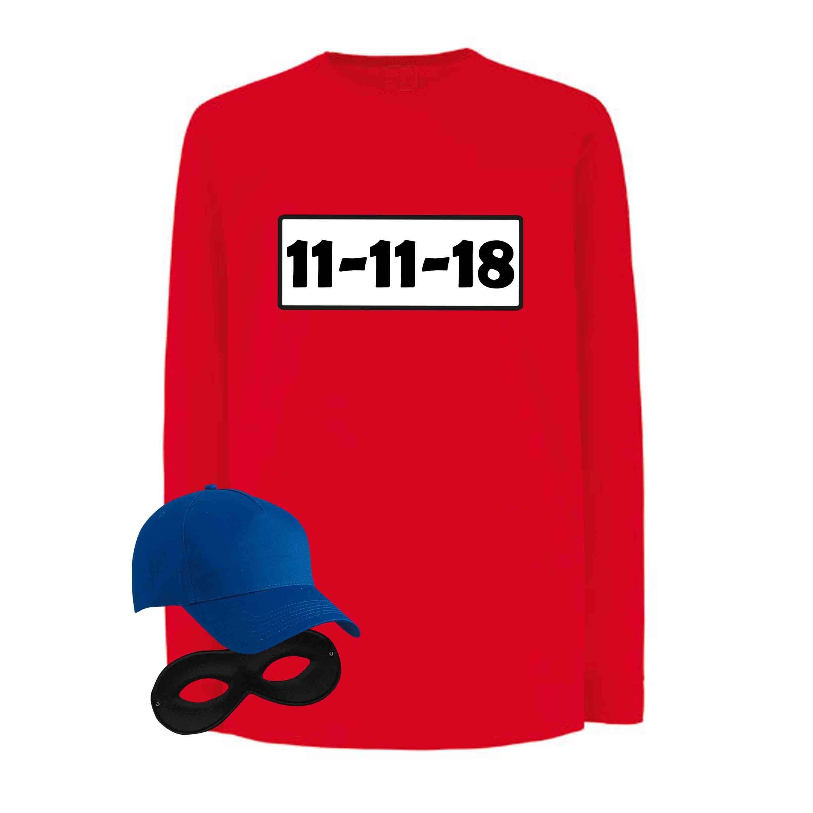 Jimmys Textilfactory Kostüm Panzerknacker Longsleeve Kostüm-Set Karneval Kids Verkleiding 104-164, Shirt+Cap+Maske