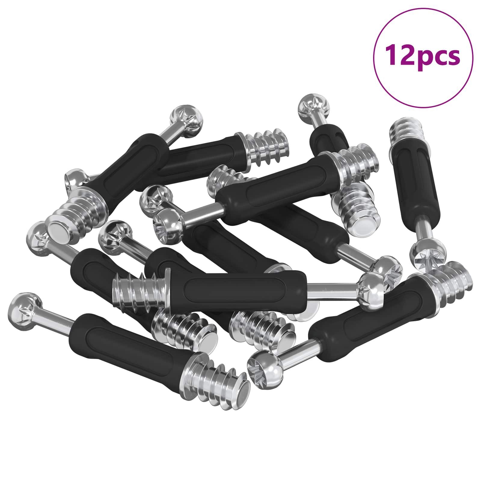 vidaXL Muttern Schwenkverschluss-Schraube 12 Stk. Silber und Schwarz Metall, (12-St)
