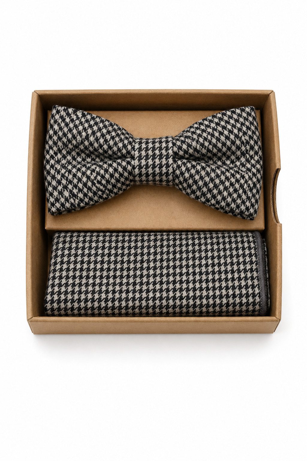 Prince Bowtie Fliege - Set Fliege Einstecktuch - Hahnentrittfliege Herren Fliege