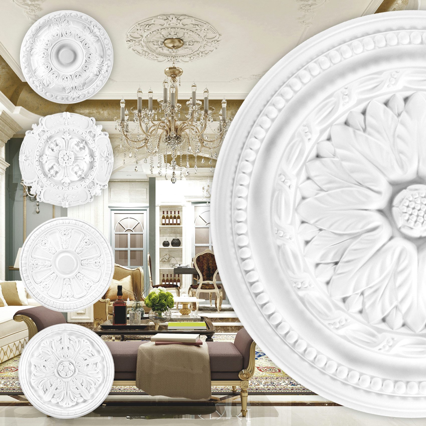 Grand Decor Wanddekoobjekt R112 (Stuckrosette aus günstig online kaufen