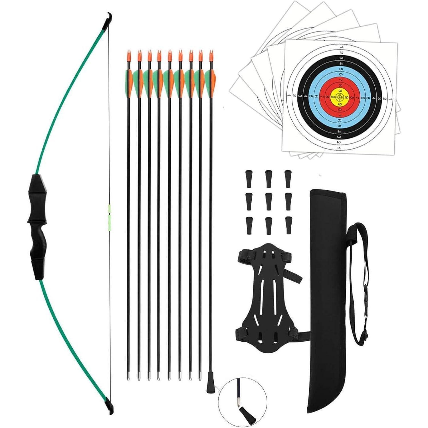 LuxusKollektion Recurvebogen Bogen und Pfeil Kinder Set Jugendbogen Recurve Zielscheibe 15lbs