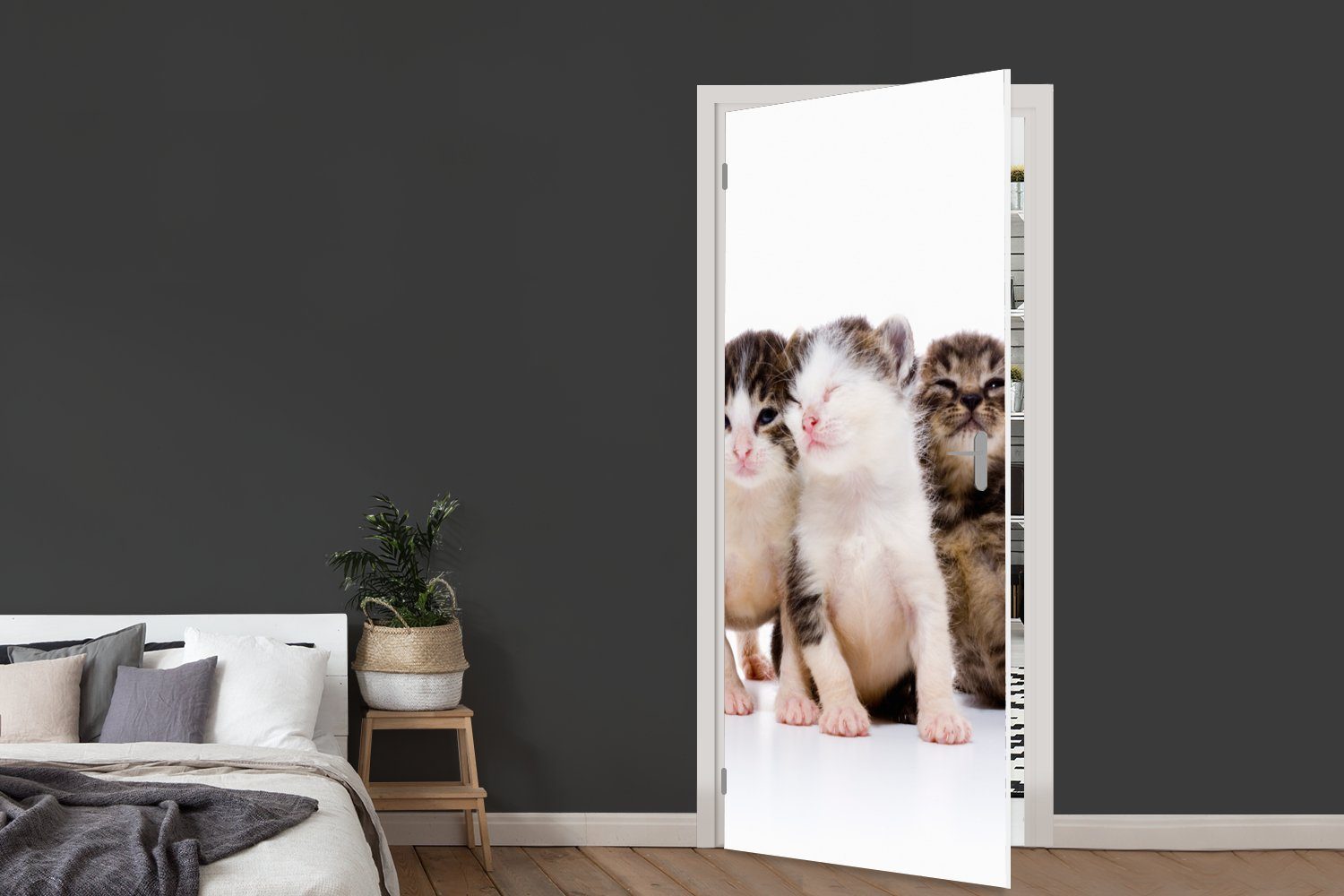 MuchoWow Türtapete Katze - Porträt, Tür, Fell Fototapete 75x205 Haustiere bedruckt, Matt, - St), (1 - Türaufkleber, für cm