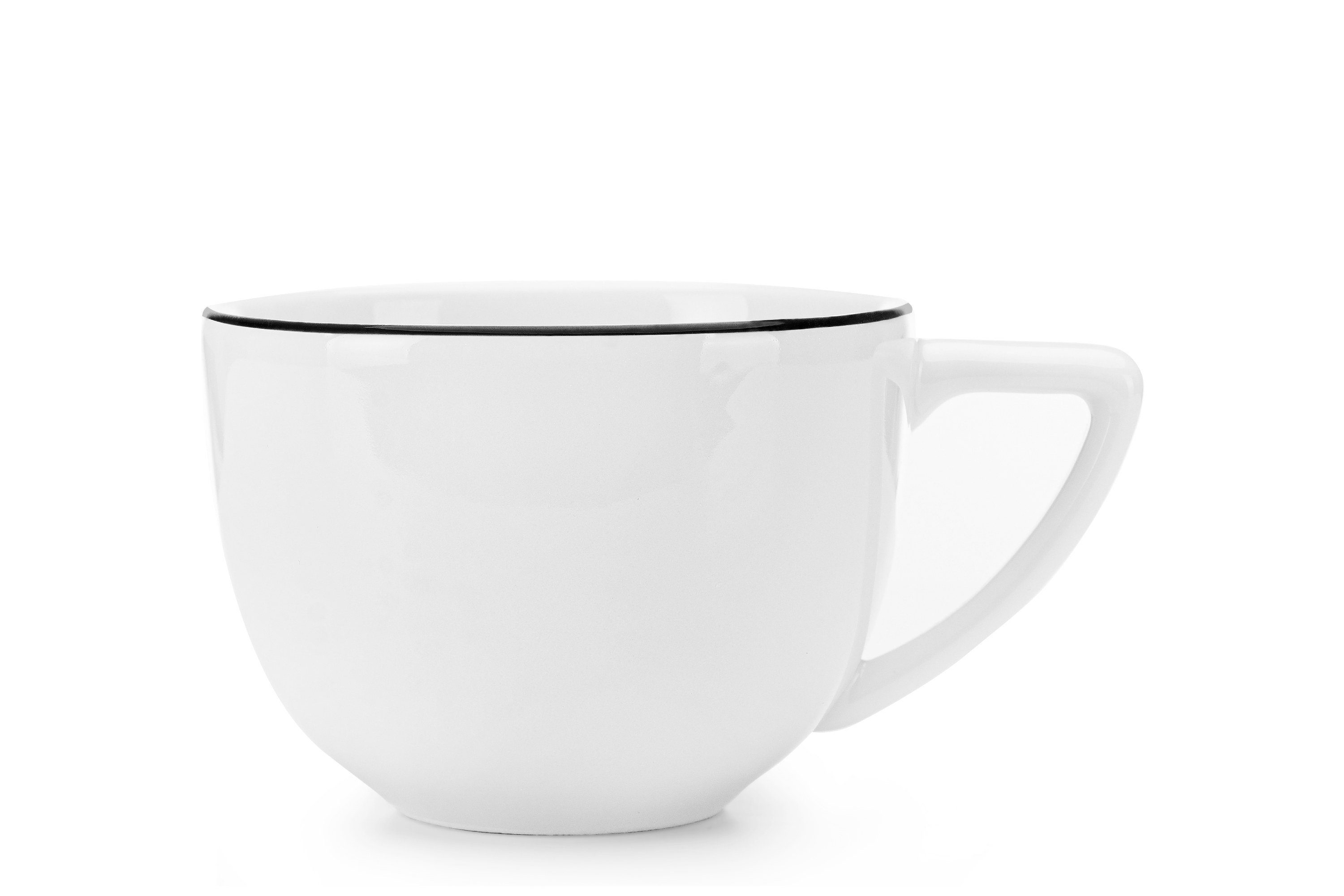 CARLINA Schwarz Konsimo 6 Kaffeeservice quadratisch Personen, Mikrowellengeeignet, Spulmachinen- (12-tlg), Porzellan, und Kaffeetasse Untertasse