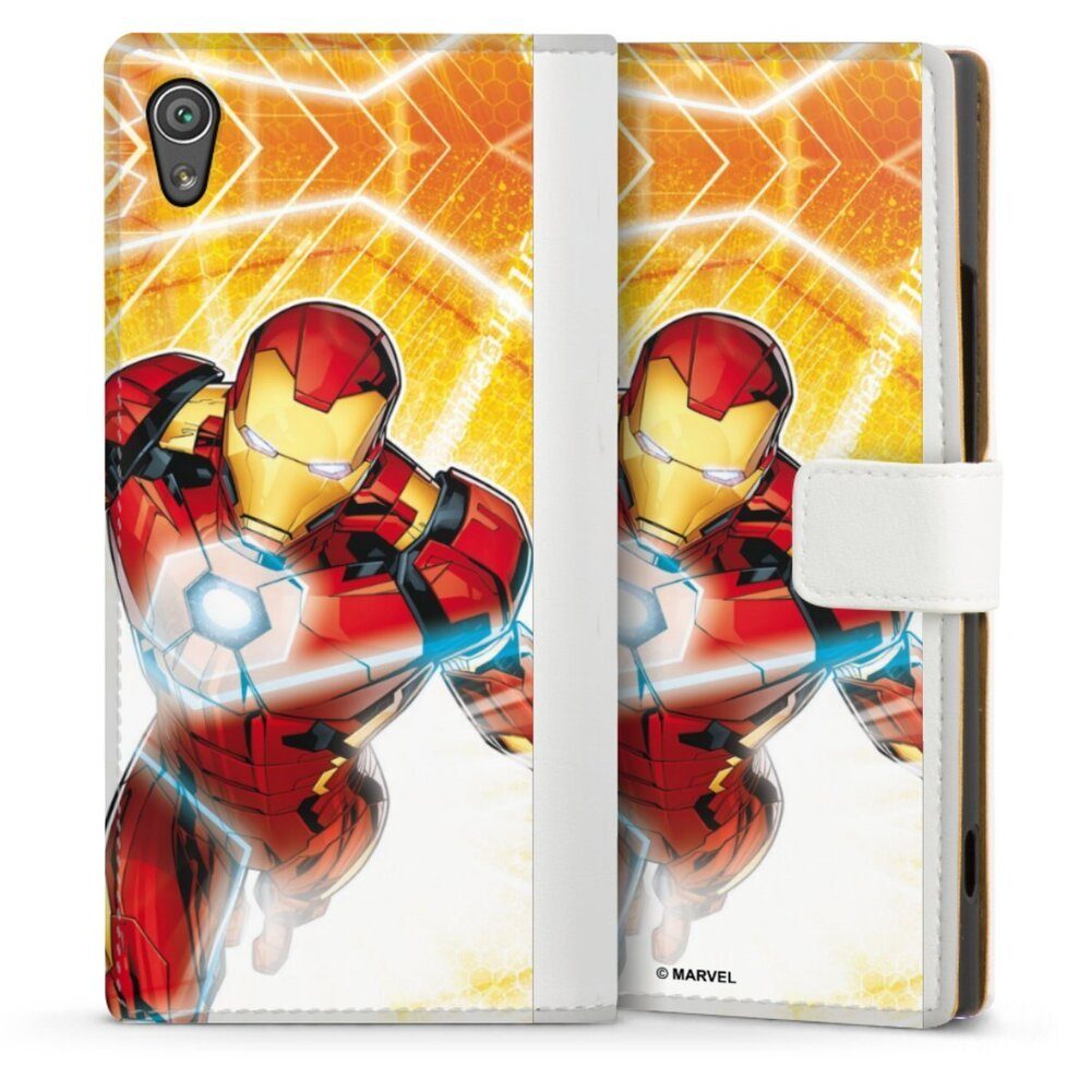 DeinDesign Handyhülle Iron Man on Fire, Sony Xperia XA 1 Hülle Handy Flip Case Wallet Cover Handytasche Leder
