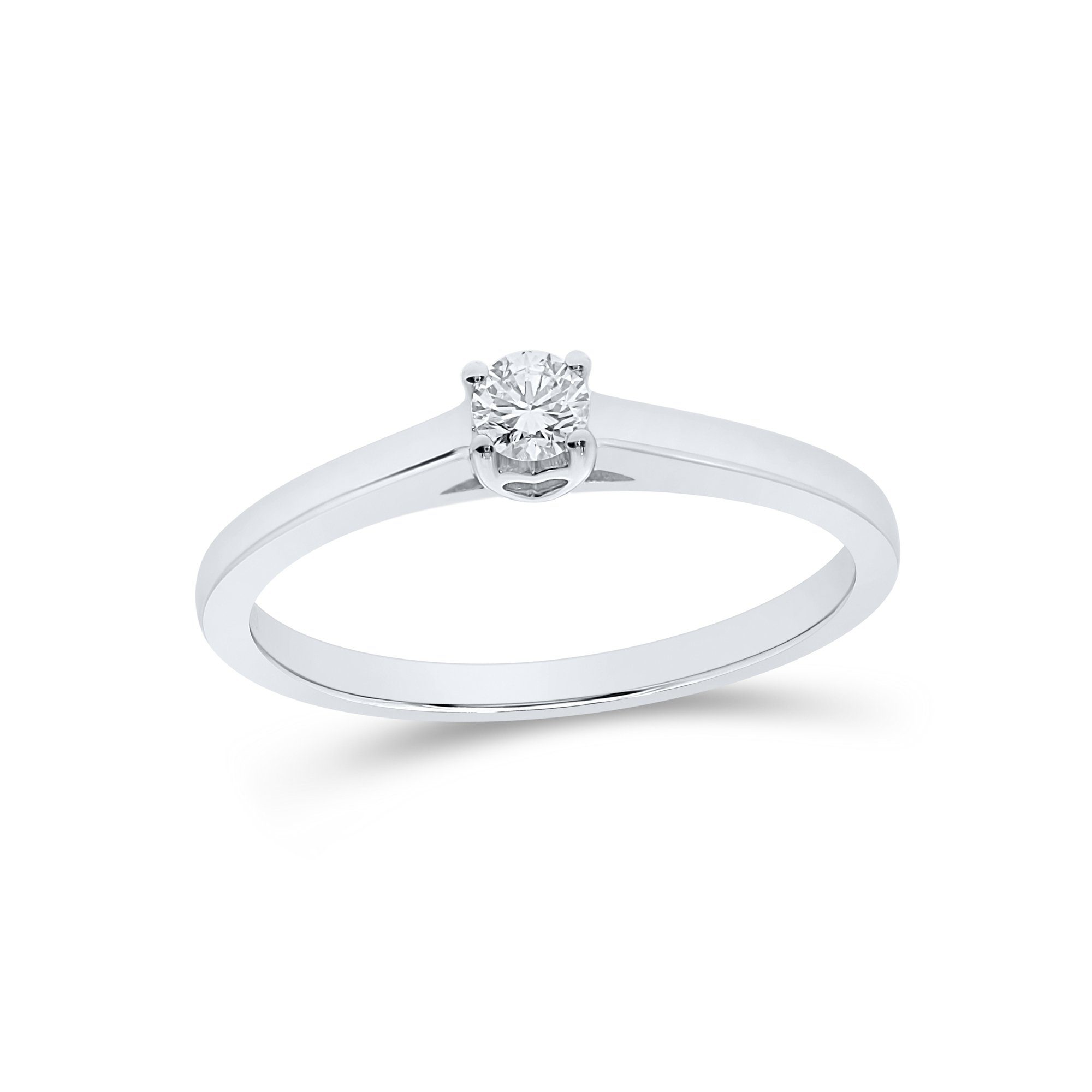 Stella-Jewellery Solitärring 0,05ct. Verlobungsring (inkl. mit Poliert Diamant Weissgold - 585er Brillant Etui), 0,10ct