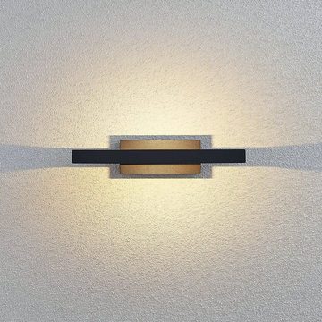 Lindby LED Außen-Wandleuchte Loki, LED-Leuchtmittel fest verbaut, warmweiß, Modern, Aluminium, Glas, dunkelgrau, 1 flammig, inkl. Leuchtmittel