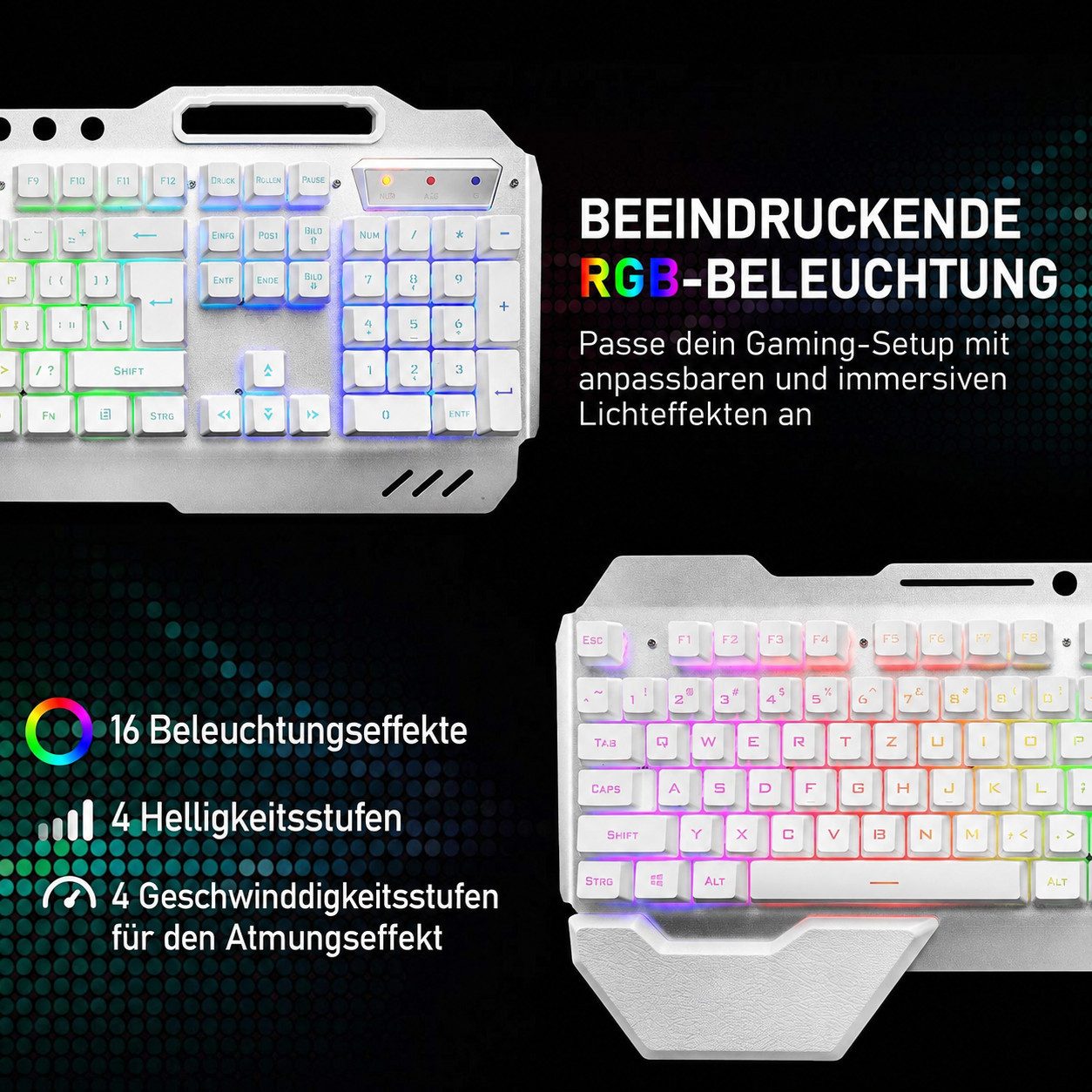 ZIYOU LANG Kabellose Gaming-Tastatur-Maus-Kombination mit mechanischem Gefühl Gaming-Tastatur (gebürstete Aluminiumlegierung)