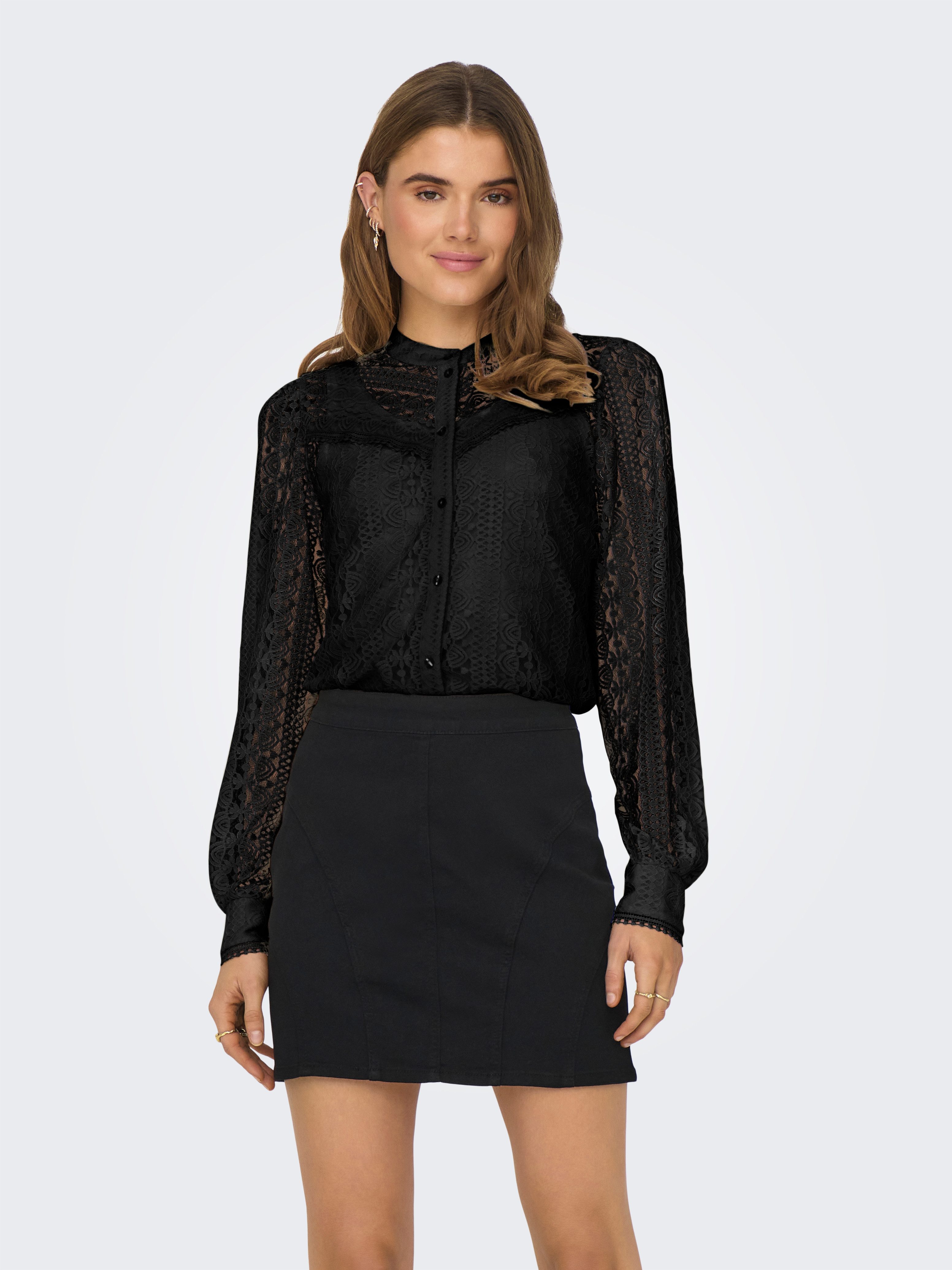 ONLY Spitzenbluse ONLREBA LACE L/S SHIRT WVN NOOS günstig online kaufen