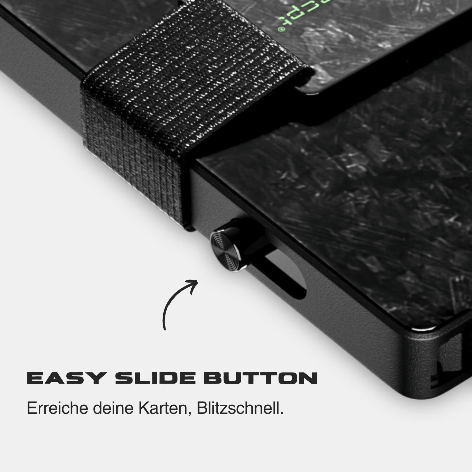 CRBNCNCPT Kartenetui Forged Carbon Smart Kartenetui - Kreditkartenetui, Schwarz Herren, RFID Schutz, Karten Verriegelung, Abnehmbares Band für Geldscheine