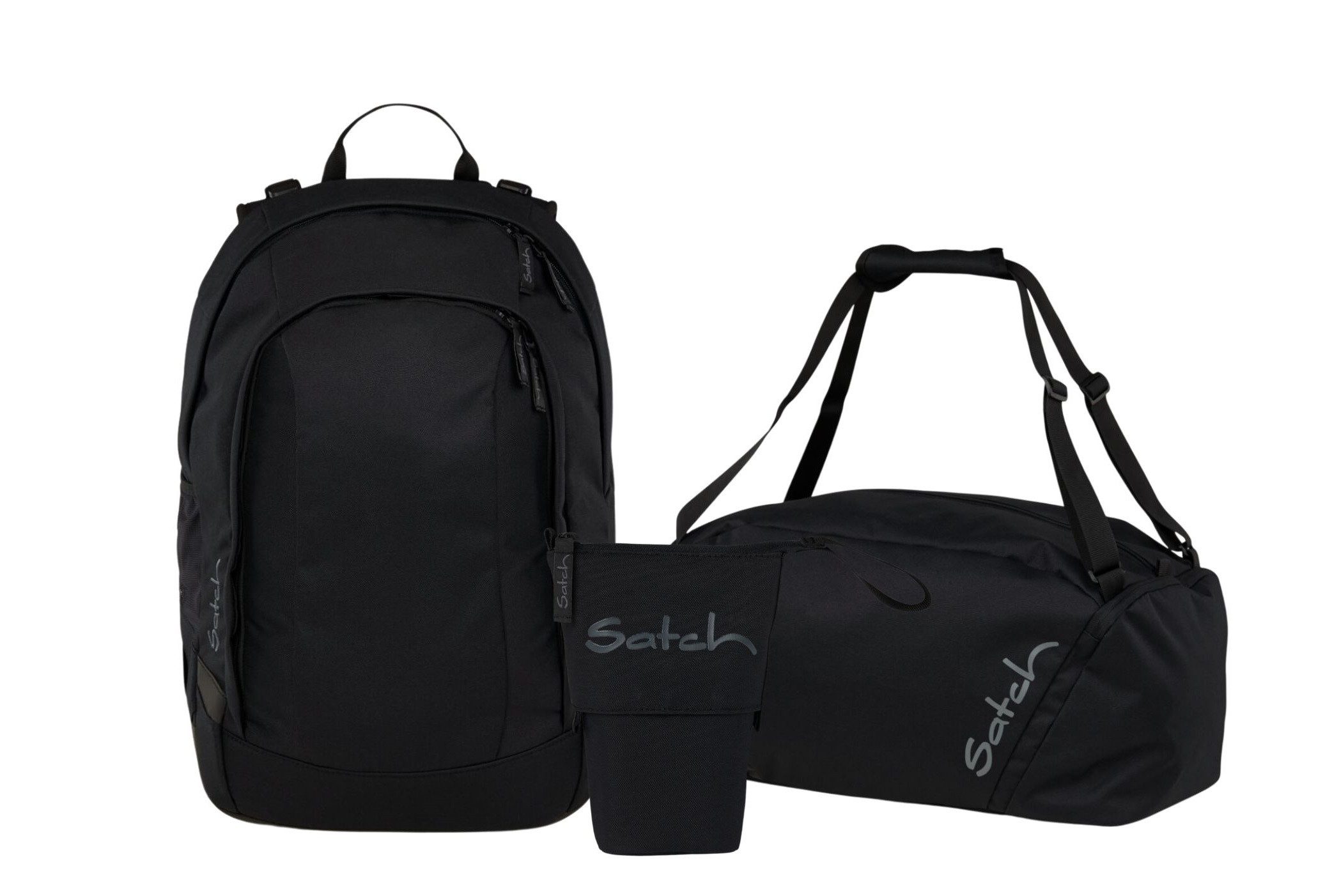 Satch Schulranzen Schulrucksack-Set AIR Blackjack 3-teilig (3-teilig), Schulranzen, ergonomisch, Laptop-Fach, Your-Size-System